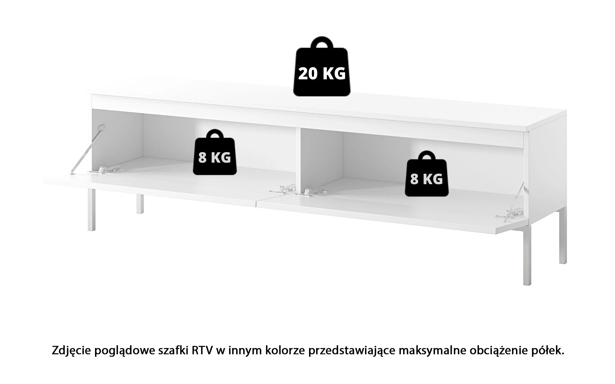 Szafka RTV Bemmi 150 cm czarna ze złotymi nogami - Image 8