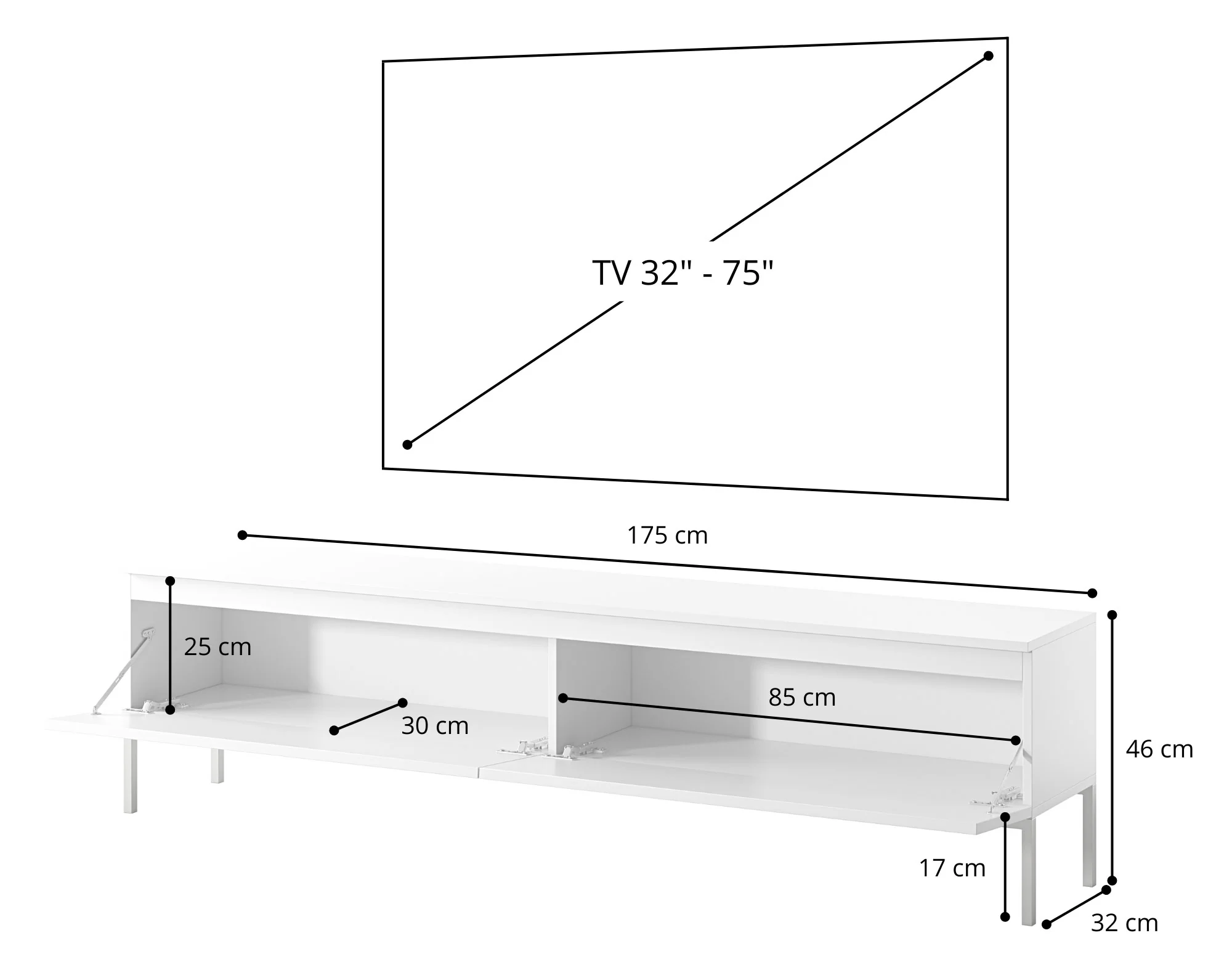 Szafka RTV Bemmi 175 cm czarna z czarnymi nogami - Image 8