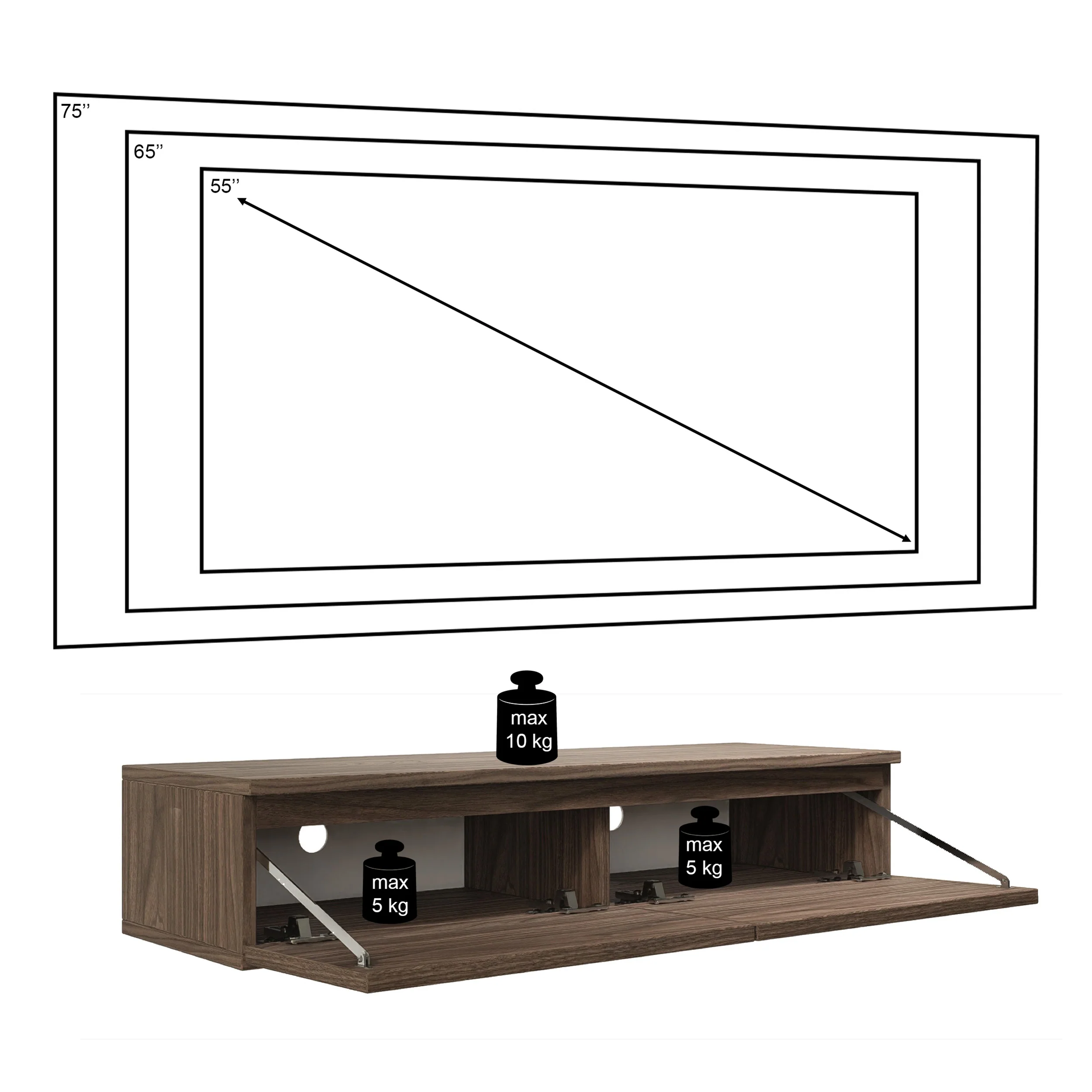 Szafka RTV Bemmi Slim wisząca 100 cm orzech wisconsin - Image 8