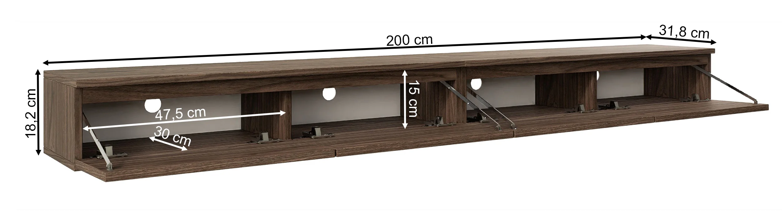 Szafka RTV Bemmi Slim wisząca 200 cm orzech wisconsin - Image 7