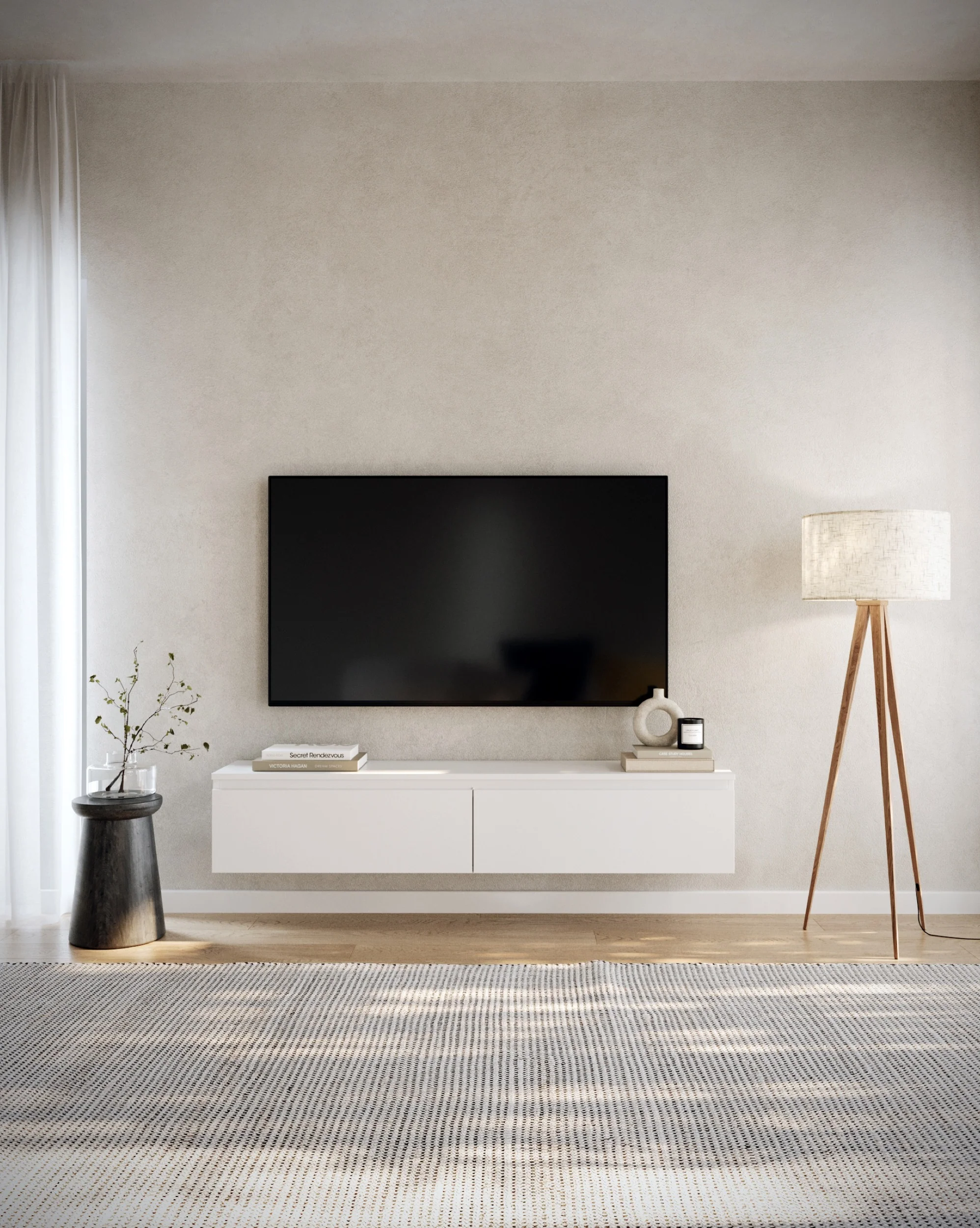 Szafka RTV Bemmi wisząca 150 cm biały - Image 2