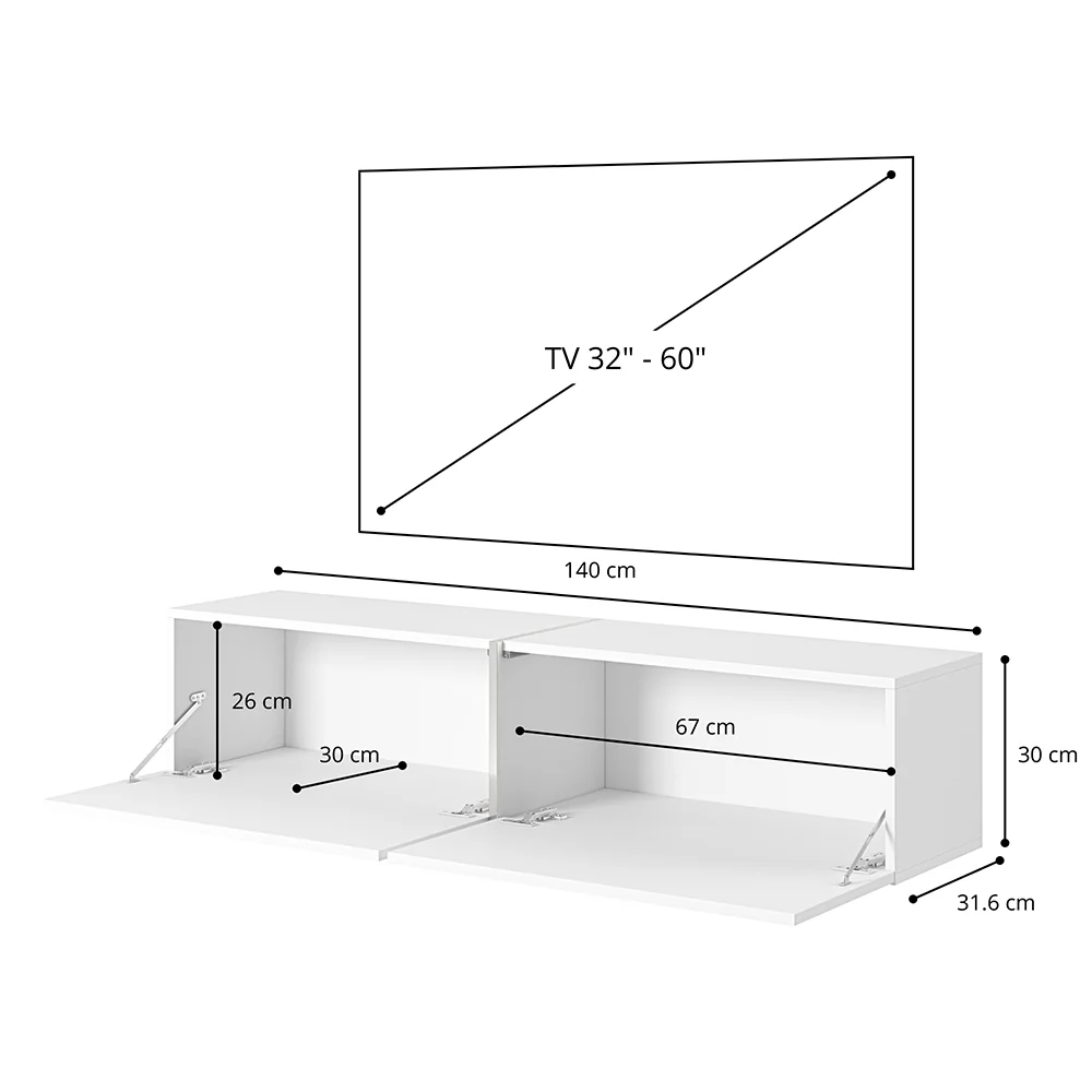 Szafka RTV Bisira 140 cm Marmur Egger biały ze złotą wstawką - Image 2