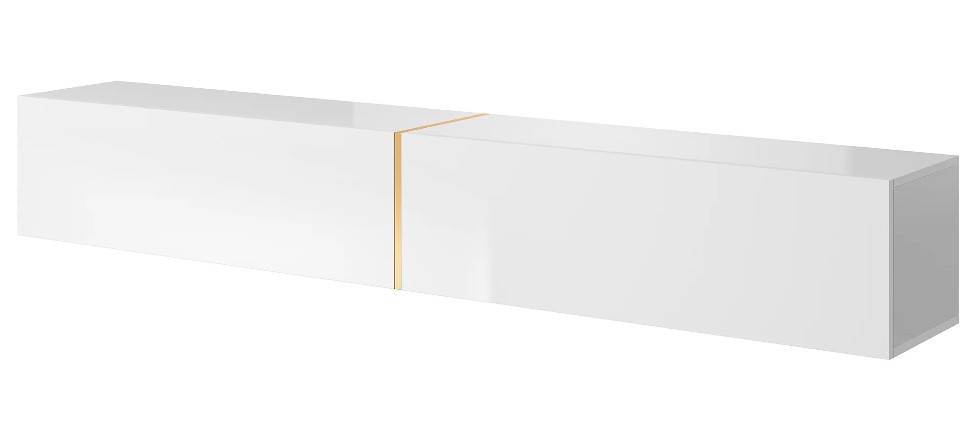 Szafka RTV Bisira 200 cm biała ze złotą wstawką - Image 5
