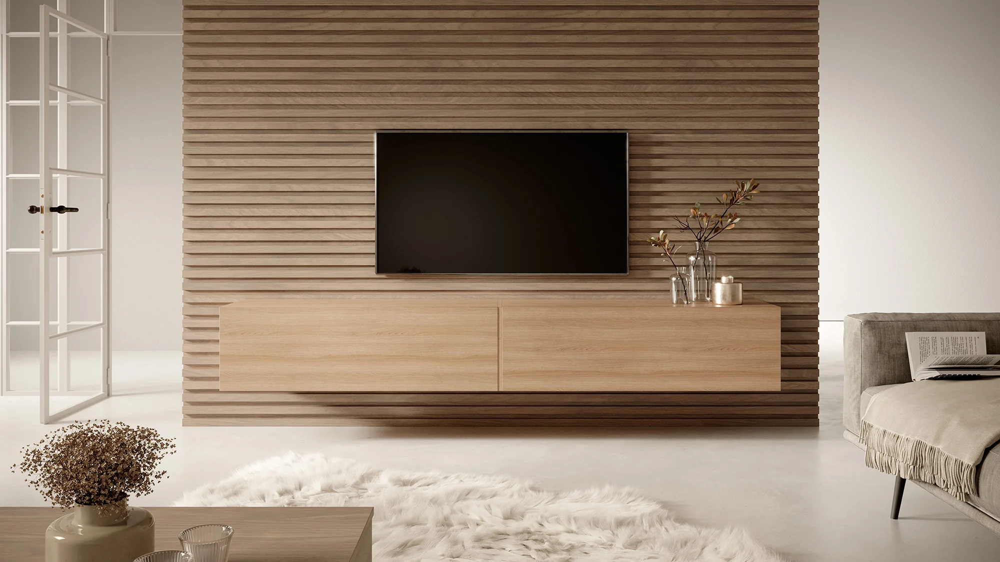 Szafka RTV Bisira 200 cm Dąb Lindberg - Image 6