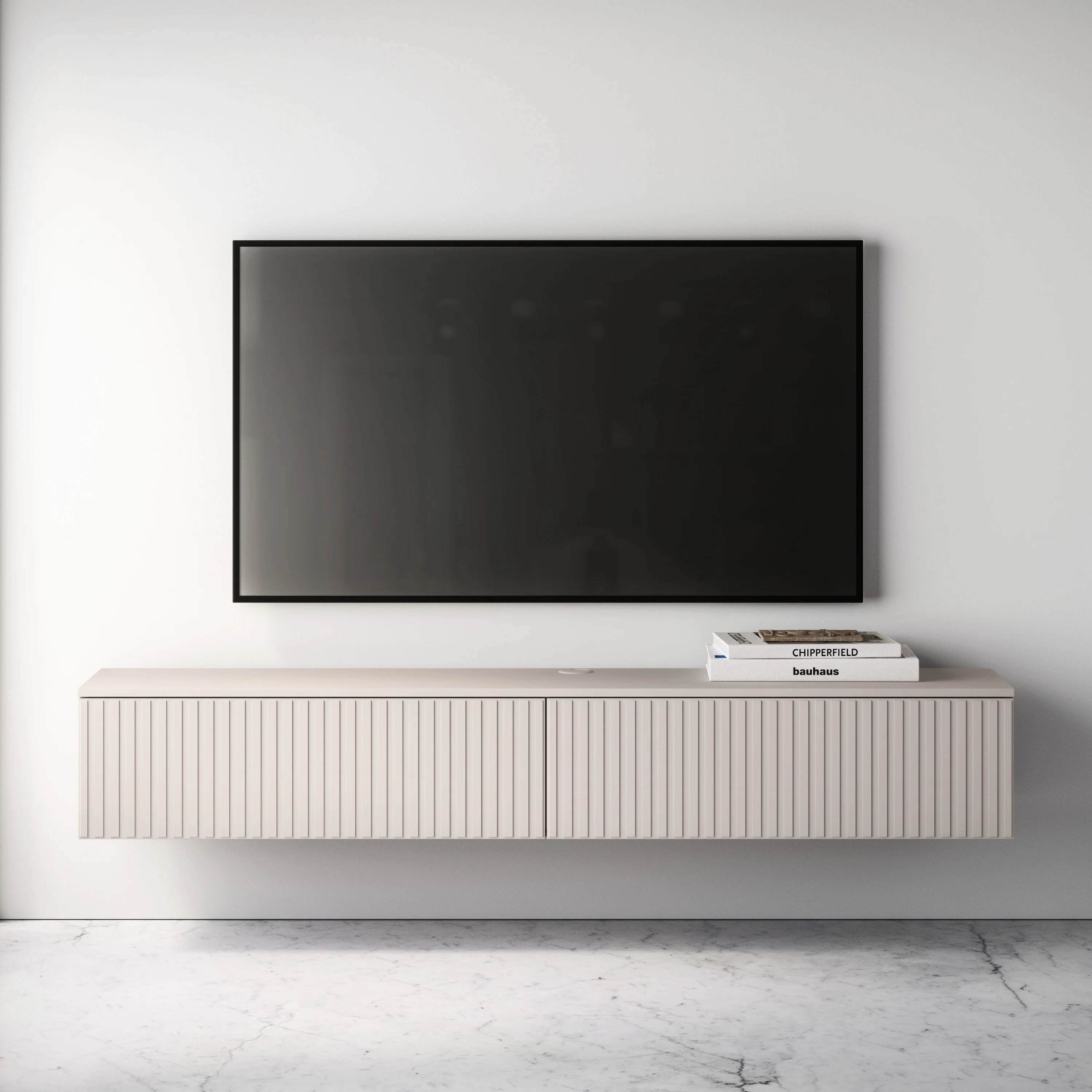 Szafka RTV Caletto z dwiema klapami wisząca 180 cm kaszmir - Image 2