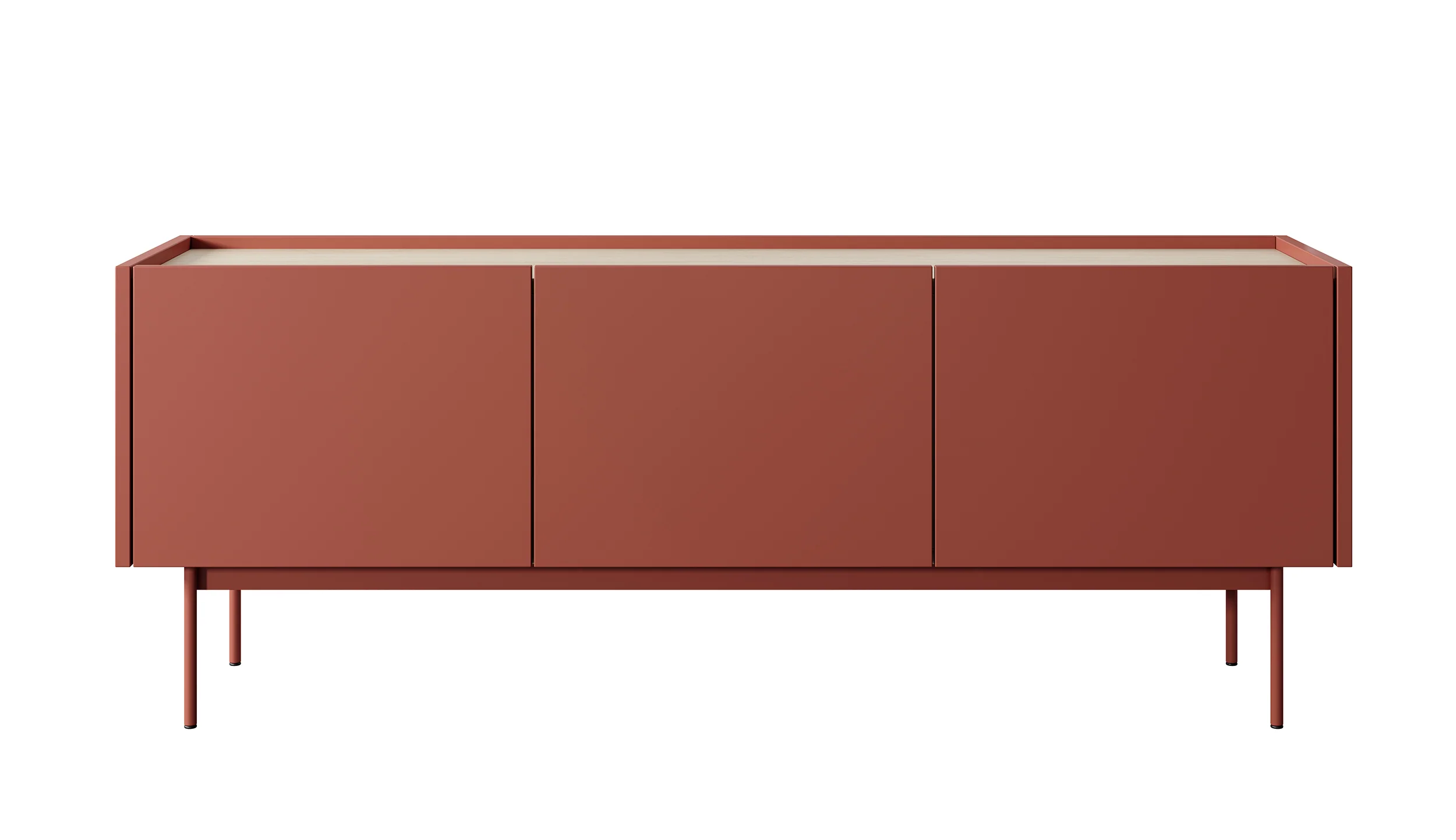 Szafka RTV Color 144 cm trzydrzwiowa Ceglasta / Dąb Linea - Image 3