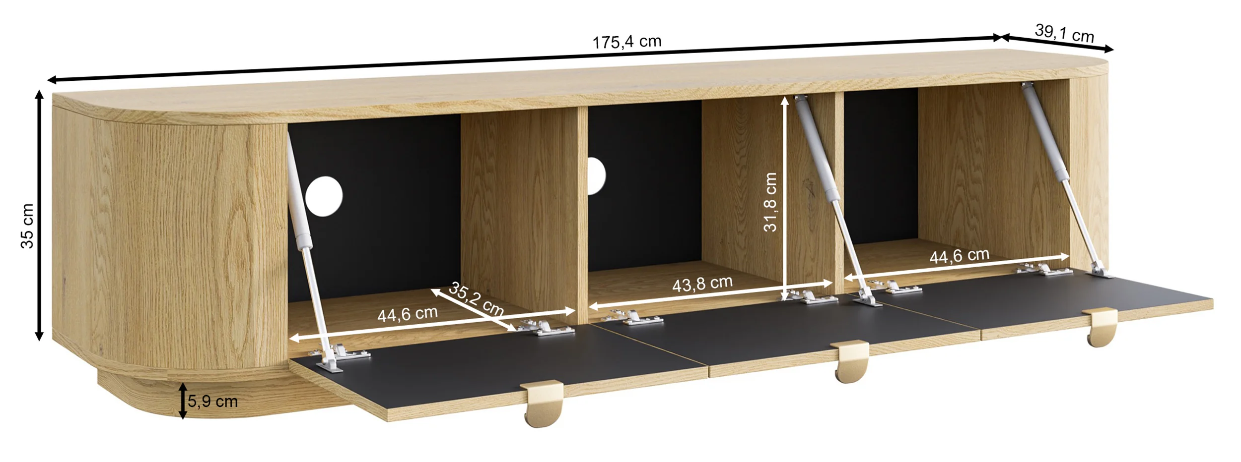 Szafka RTV Coru stojąca z trzema klapami 175 cm - Image 12