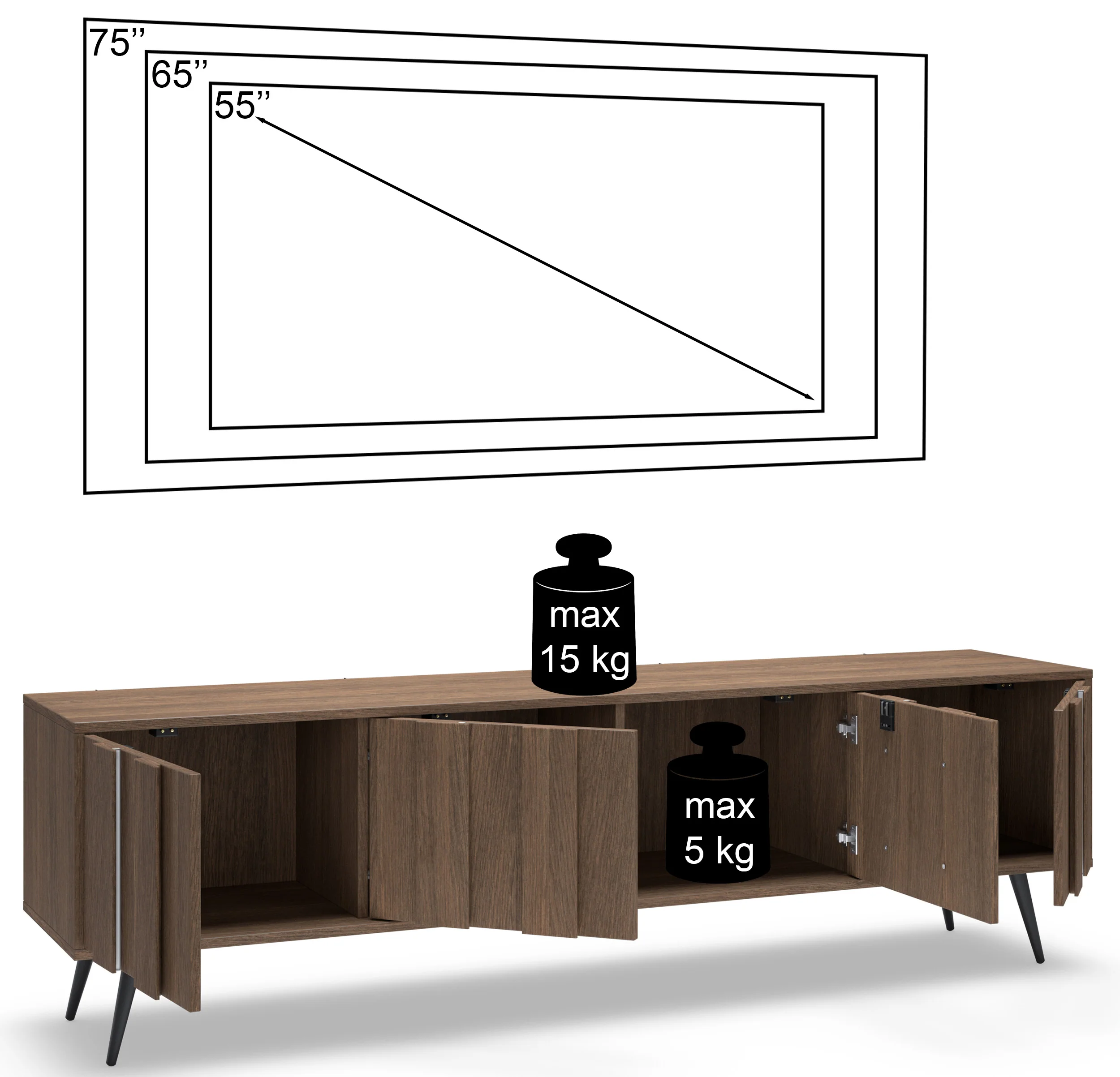 Szafka RTV czterodrzwiowa Amaro z oświetleniem LED 183 cm dąb dunin - Image 11