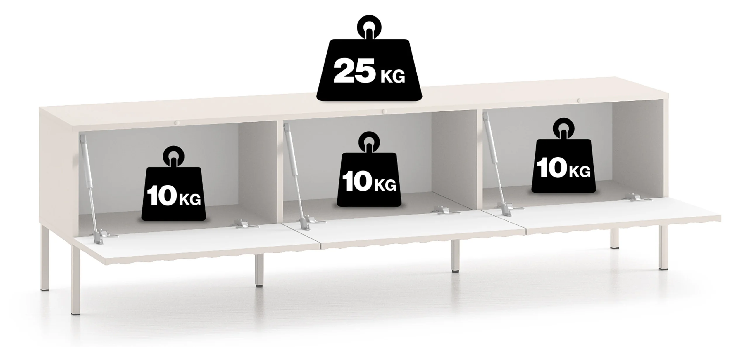 Szafka RTV Derriva z ryflowanymi frontami 170 cm kaszmir - Image 10