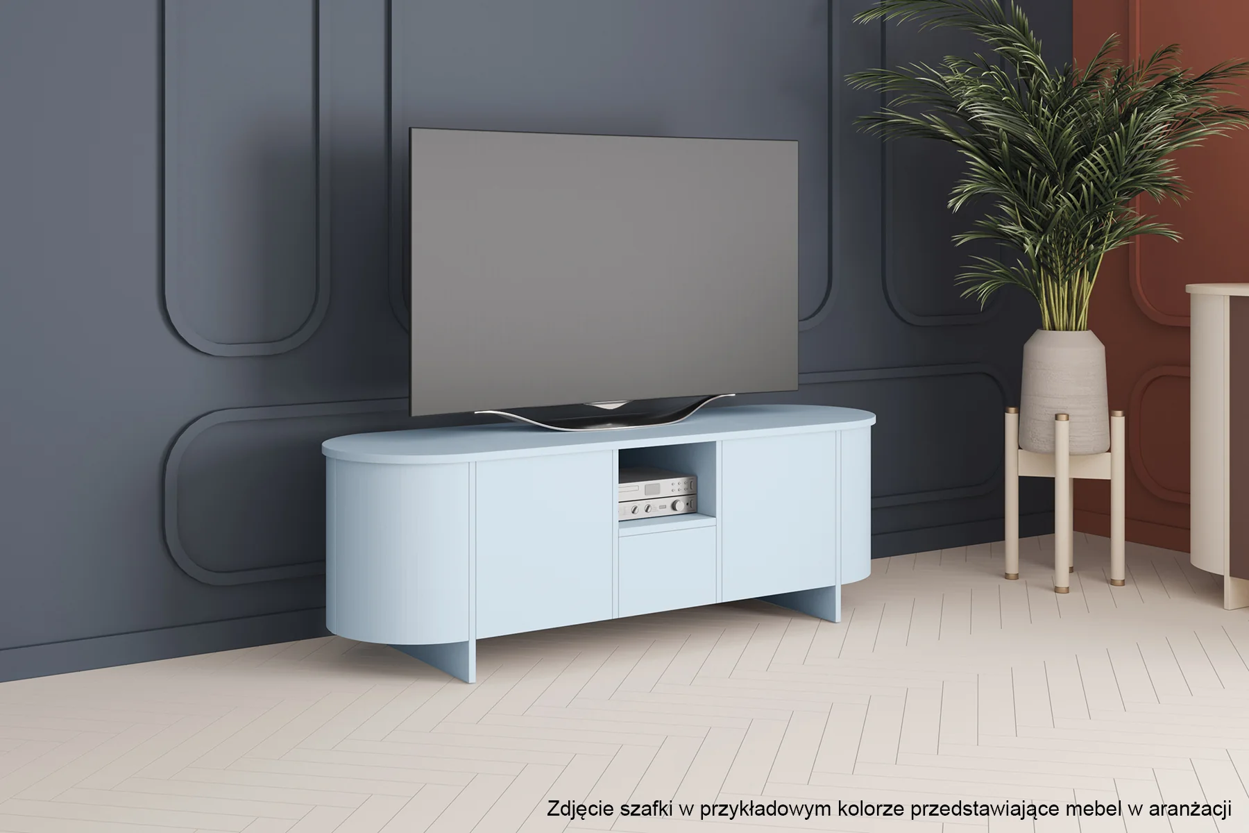 Szafka RTV dwudrzwiowa Camplia z jedną szufladą 163 cm cappuccino mat - Image 2