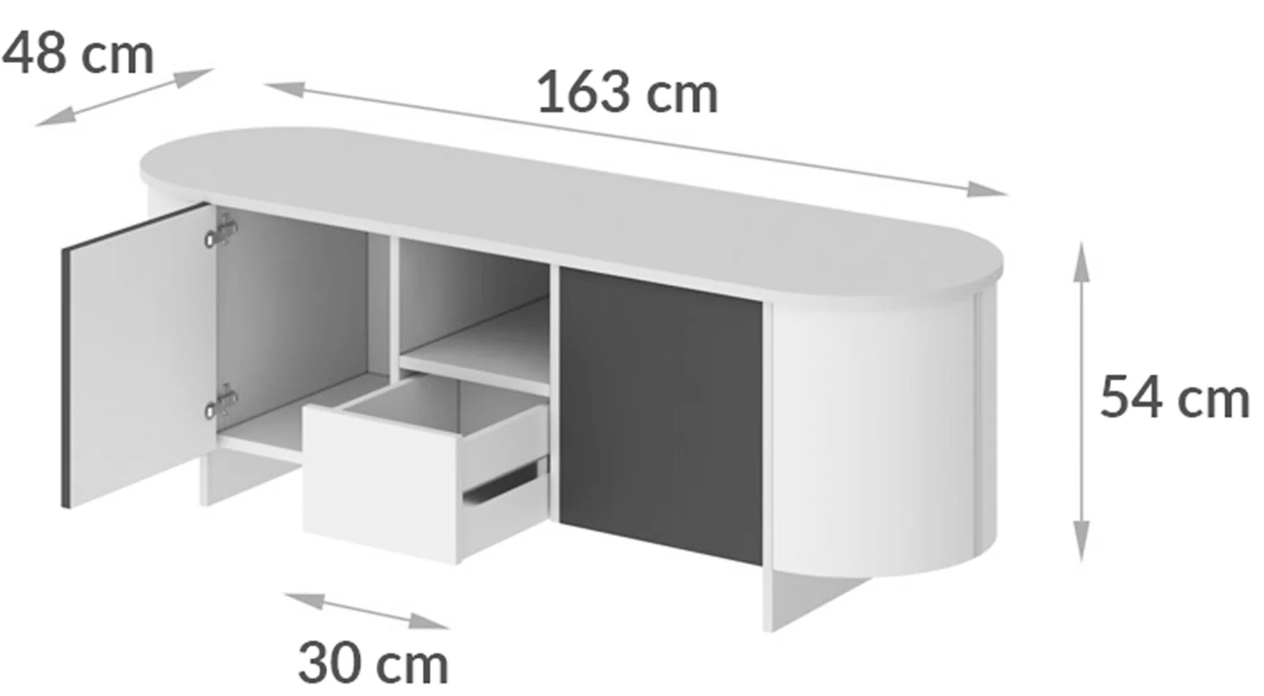 Szafka RTV dwudrzwiowa Camplia z jedną szufladą 163 cm granatowy mat - Image 3