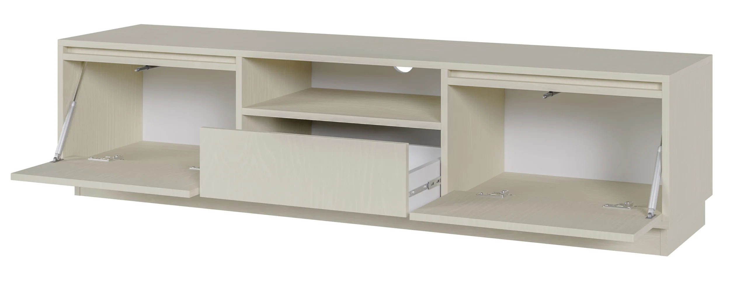 Szafka RTV dwudrzwiowa Evo z szufladą 154 cm beż piaskowy na cokole - Image 6