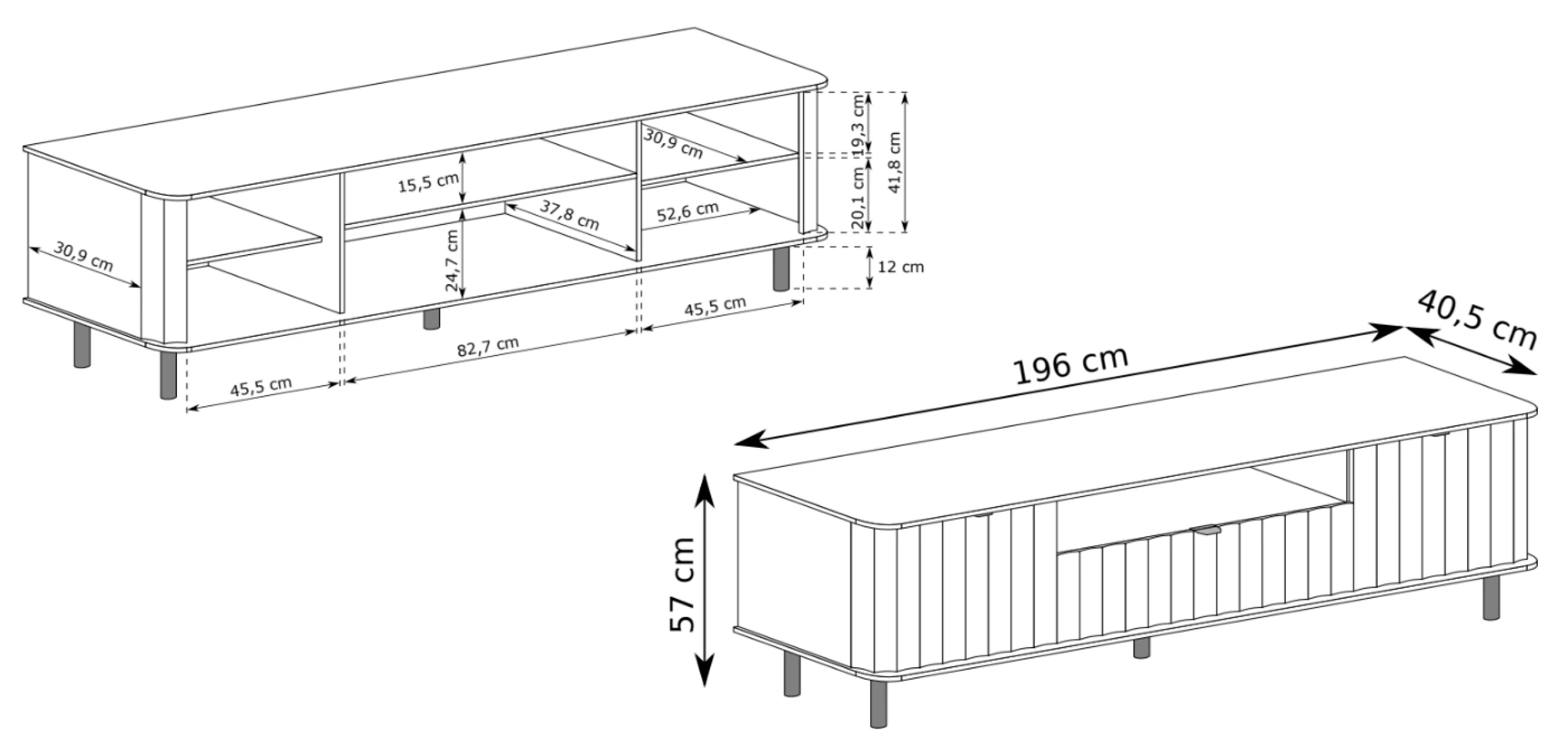 Szafka RTV dwudrzwiowa Novado z szufladą i wnęką 196 cm kaszmir - Image 6