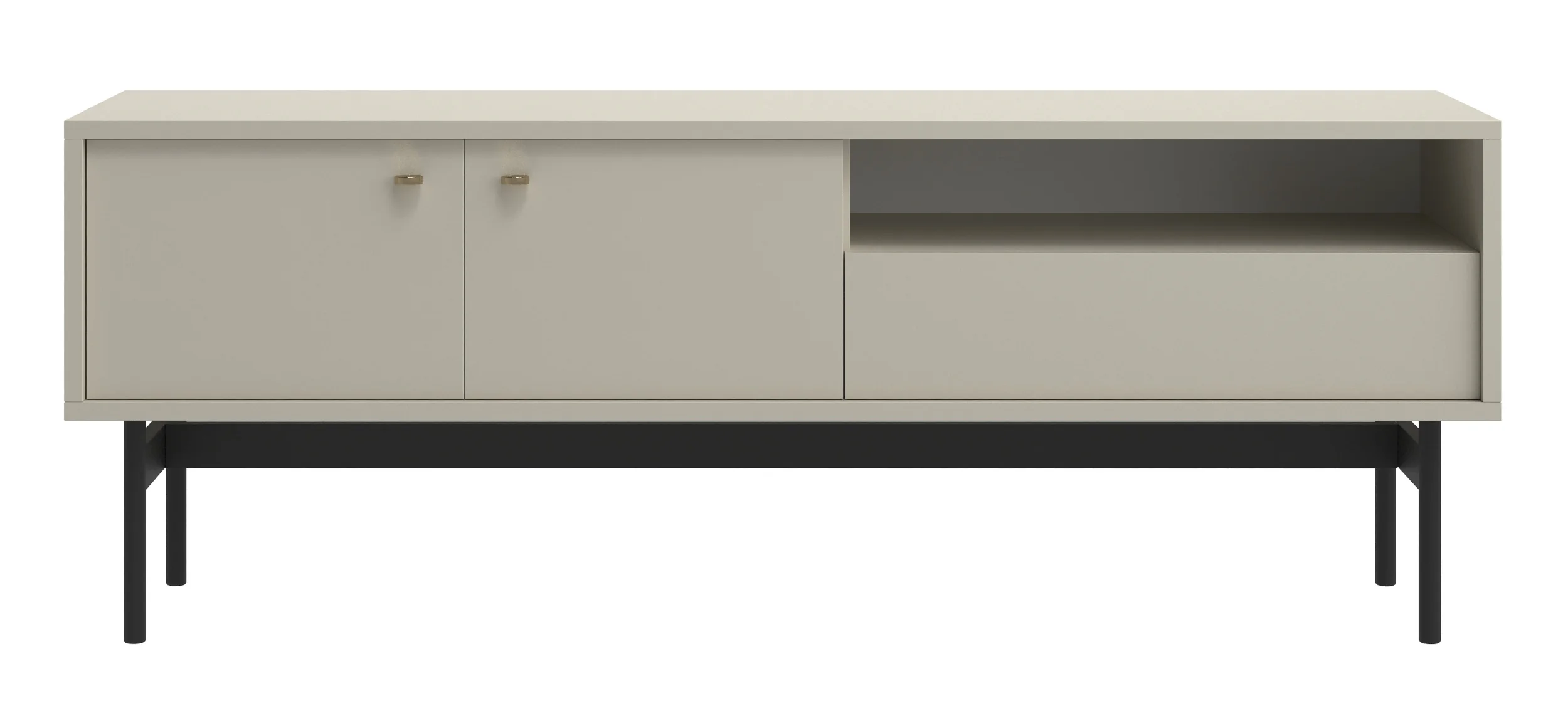 Szafka RTV dwudrzwiowa Olar z szufladą i wnęką 154 cm kaszmir - Image 4
