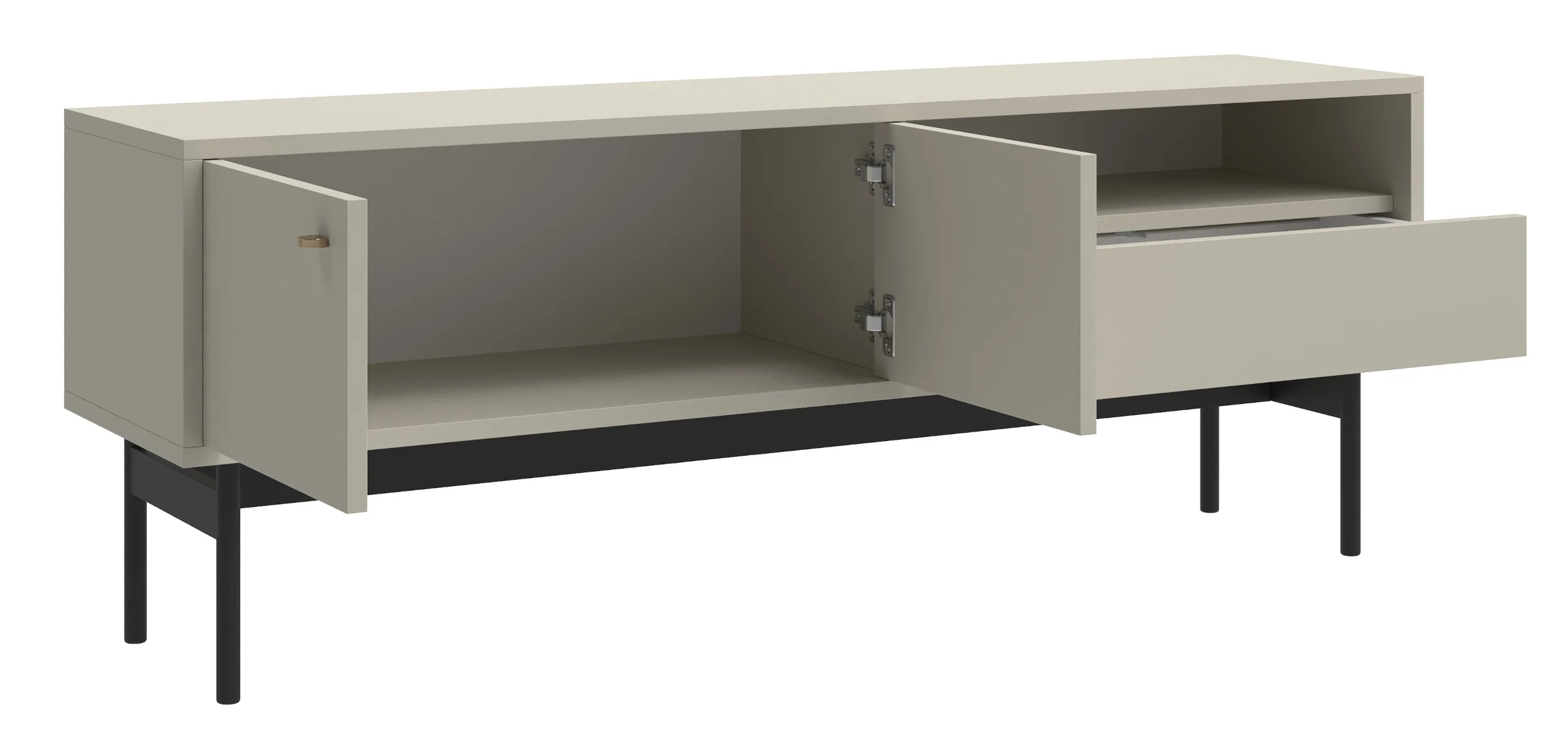Szafka RTV dwudrzwiowa Olar z szufladą i wnęką 154 cm kaszmir - Image 6