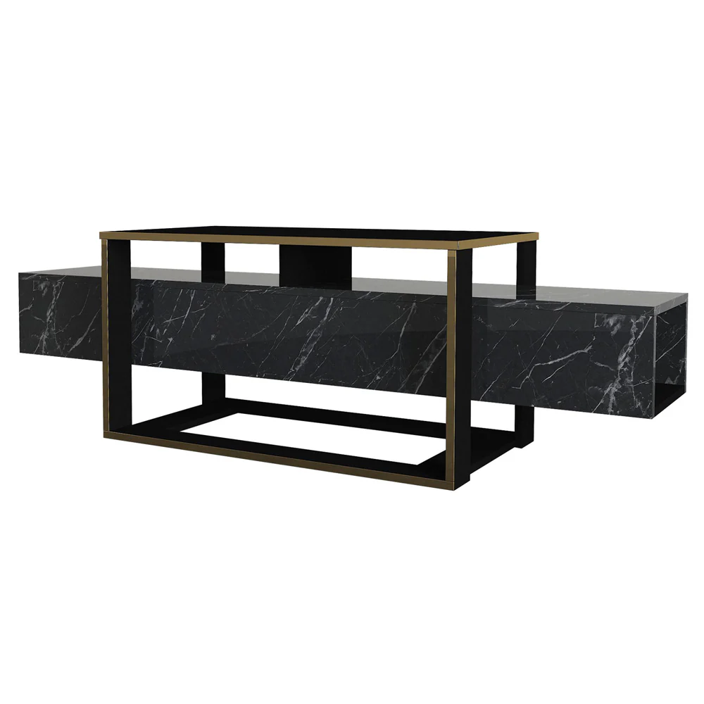Szafka RTV Excelsum czarny/złoty 160 cm - Image 2