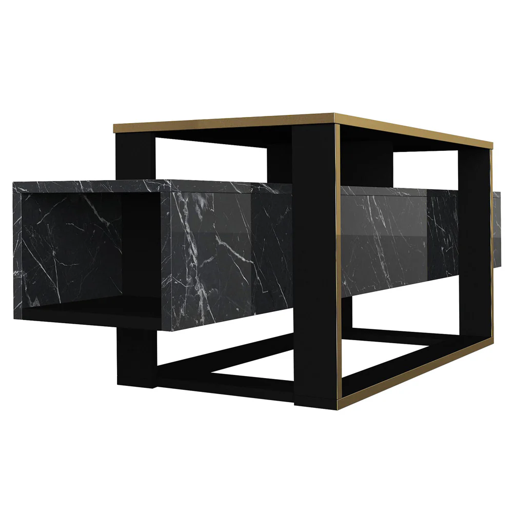 Szafka RTV Excelsum czarny/złoty 160 cm - Image 3