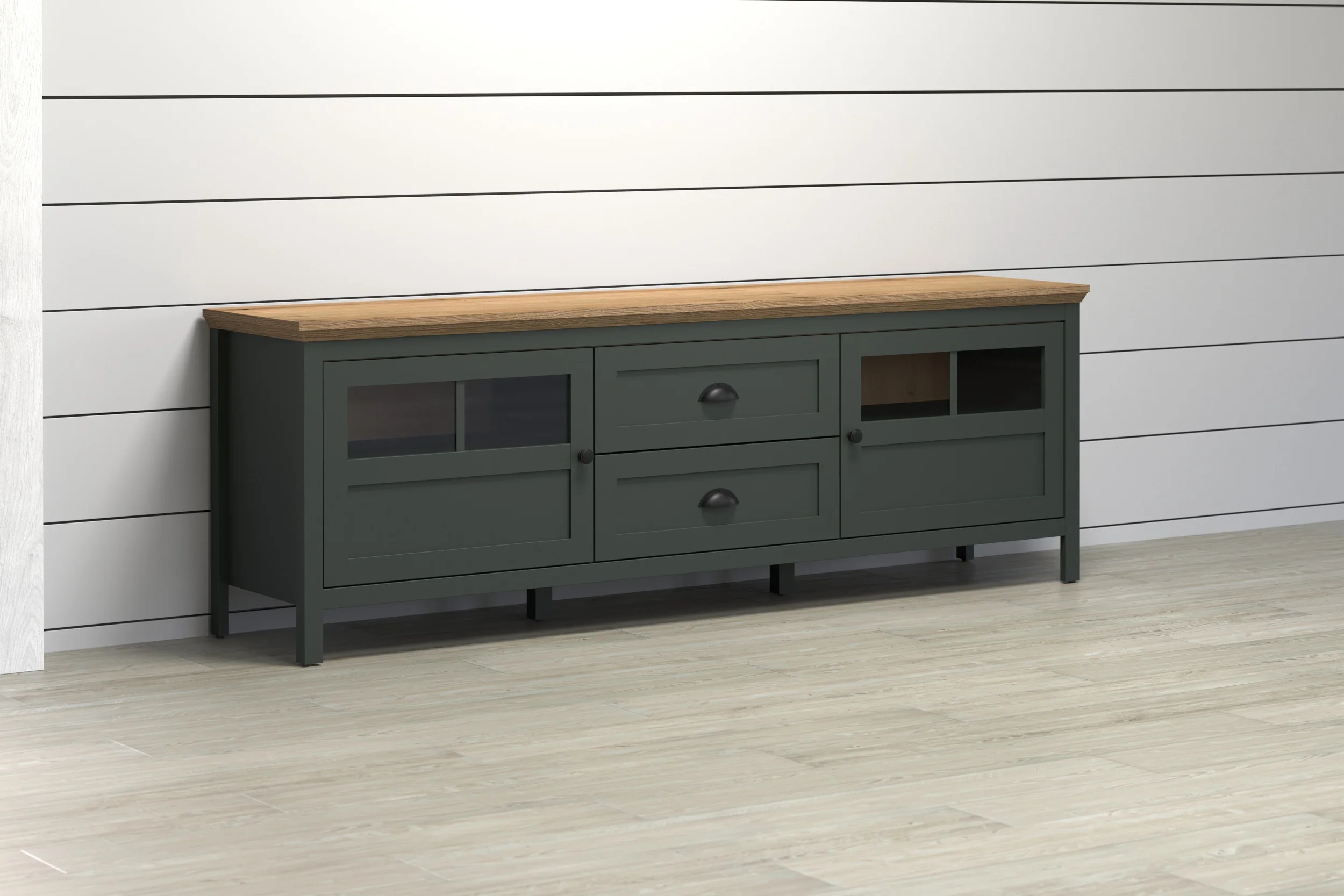 Szafka RTV Foreells 184 cm zielona/ dąb Evoke - Image 8