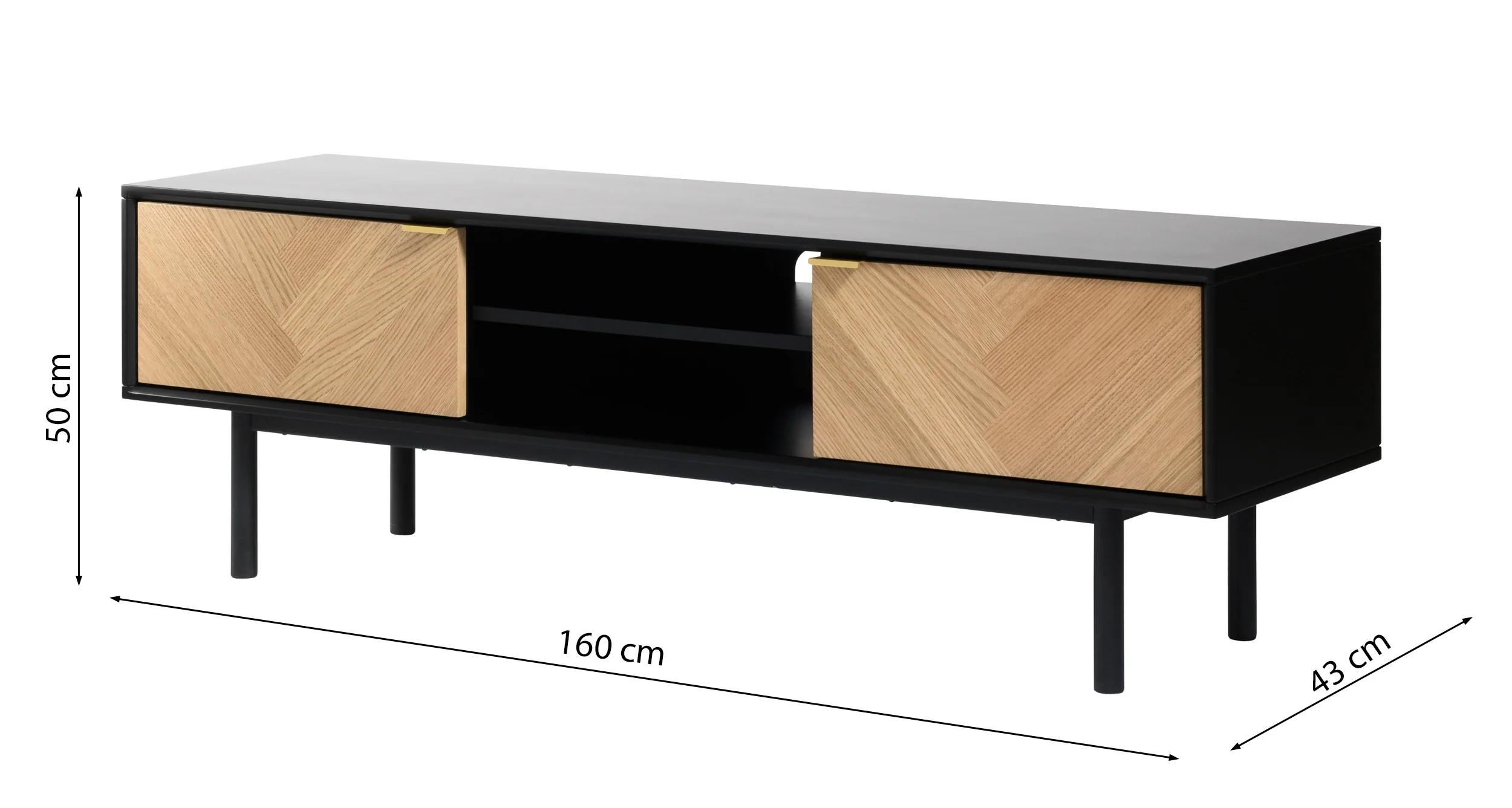 Szafka RTV Frieve 160 cm jodełka dąb - Image 5