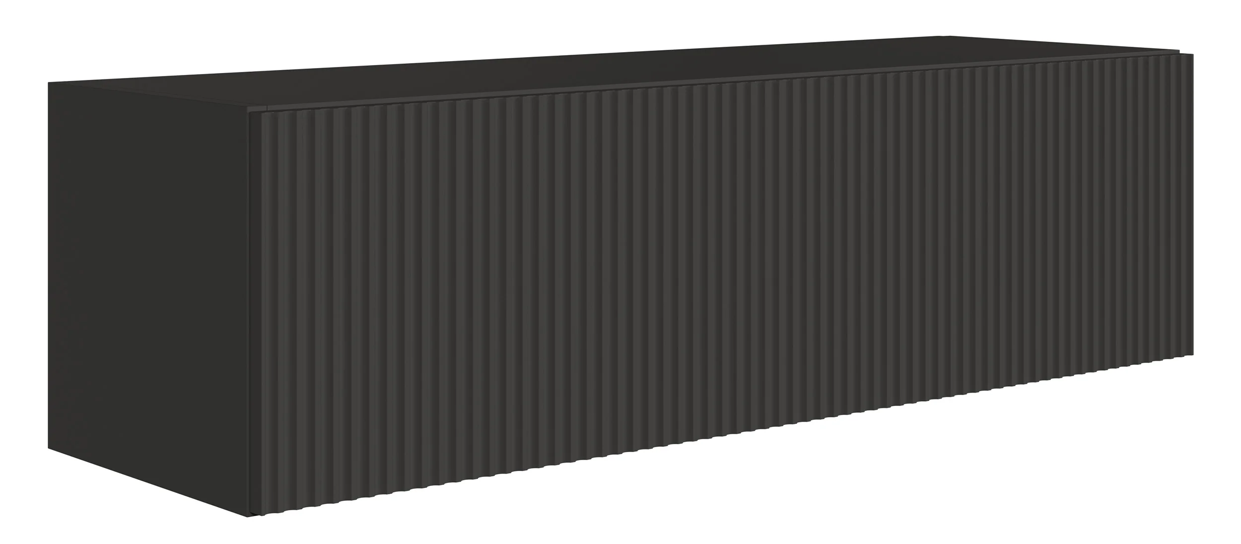Szafka RTV jednodrzwiowa Veldio wisząca z ryflowanym frontem 100 cm czarna - Image 6