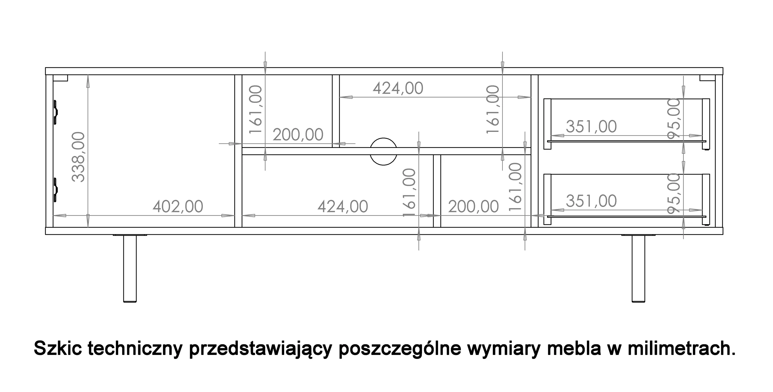 Szafka RTV Klazby 150 cm kaszmir lamele - Image 9