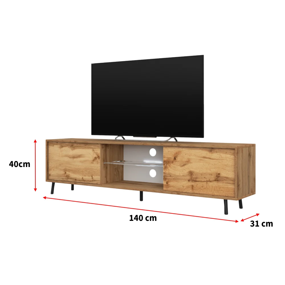 Szafka RTV Lefyr 140 cm Dąb wotan - Image 8