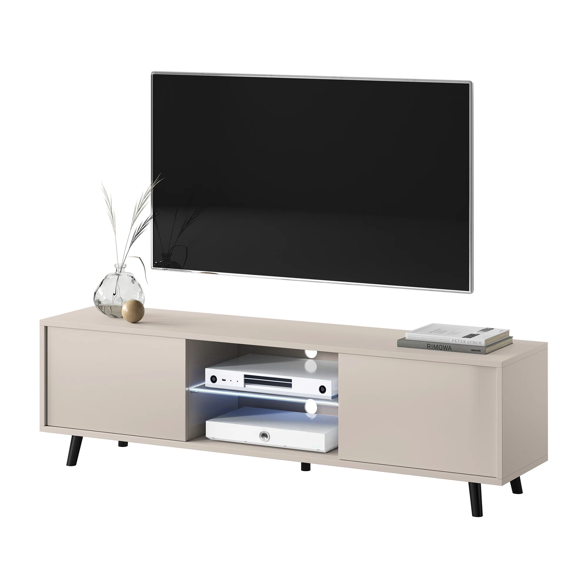 Szafka RTV Lefyr 140 cm Szary beż - Image 4