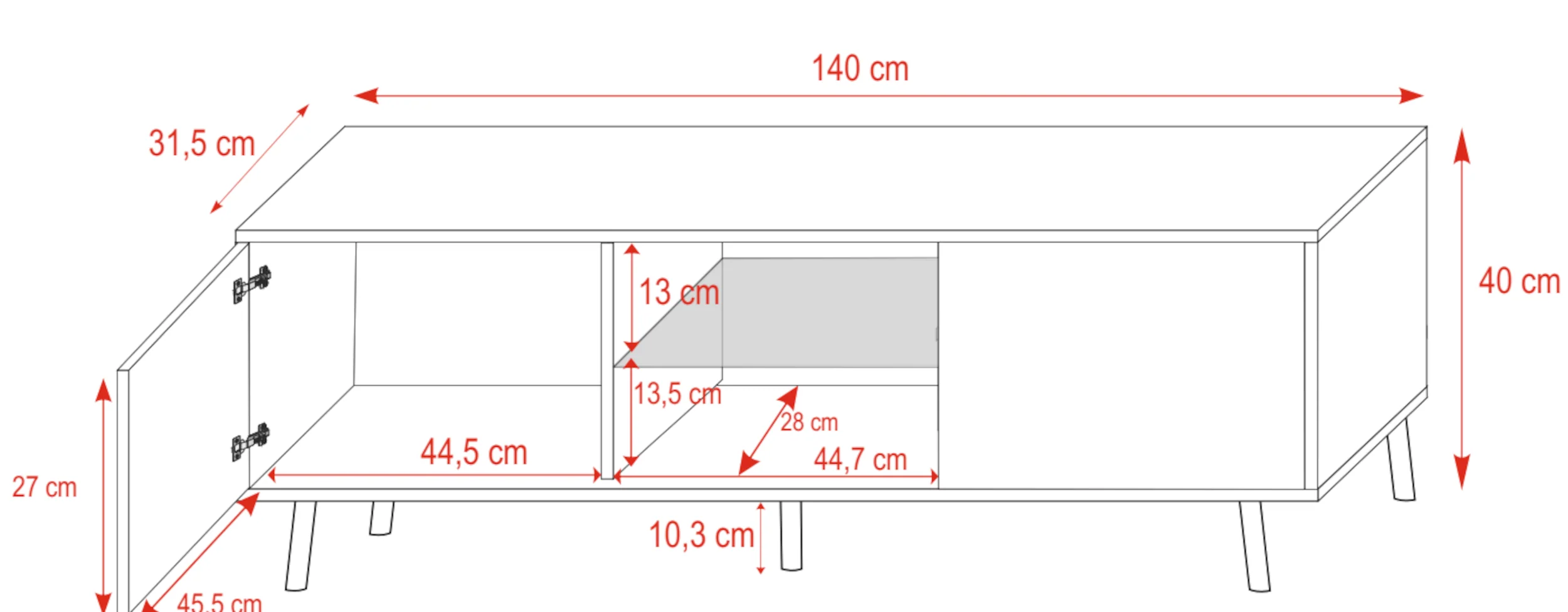 Szafka RTV Lefyr 140 cm Szary beż - Image 8