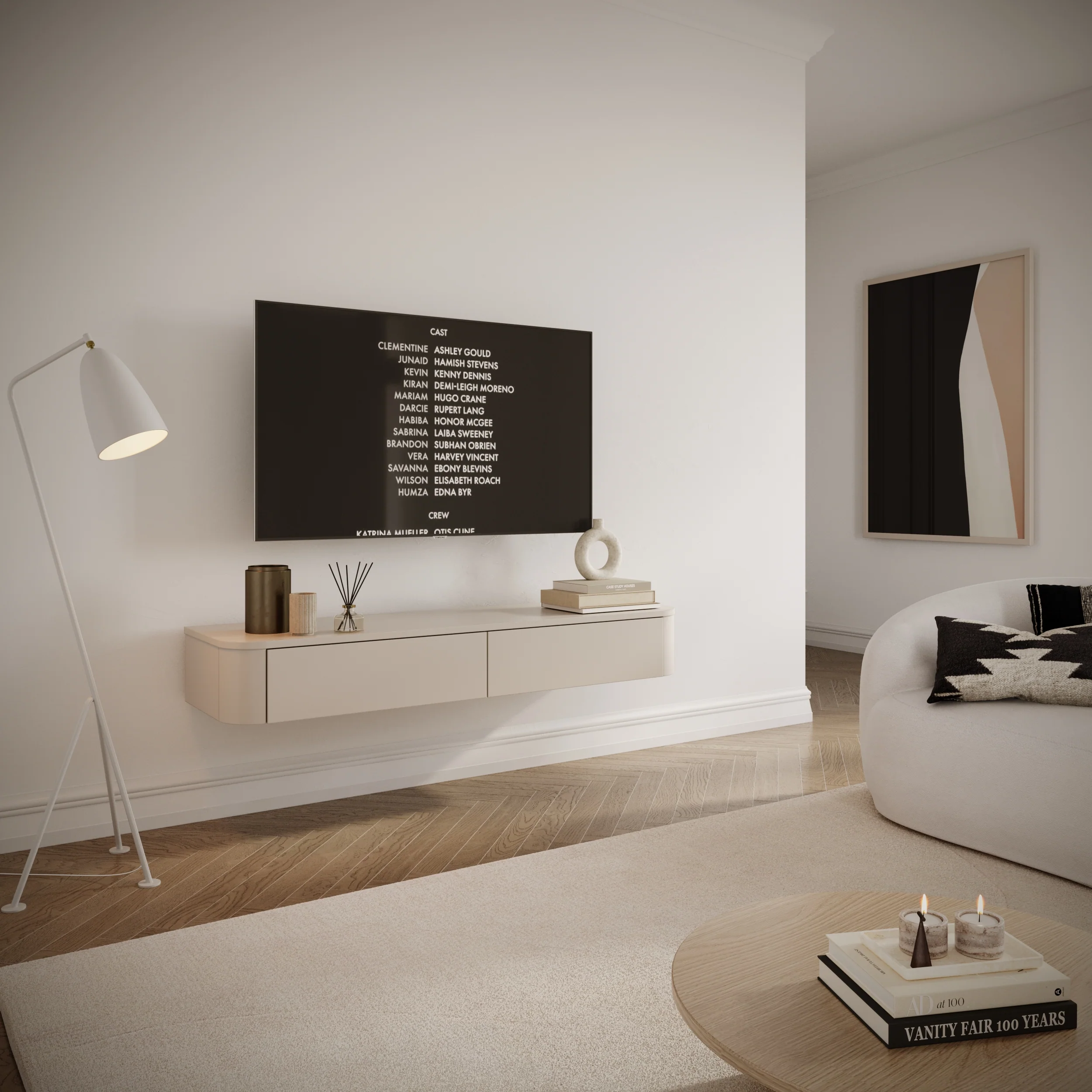 Szafka RTV Luvio Slim wisząca 140 cm kaszmir - Image 4