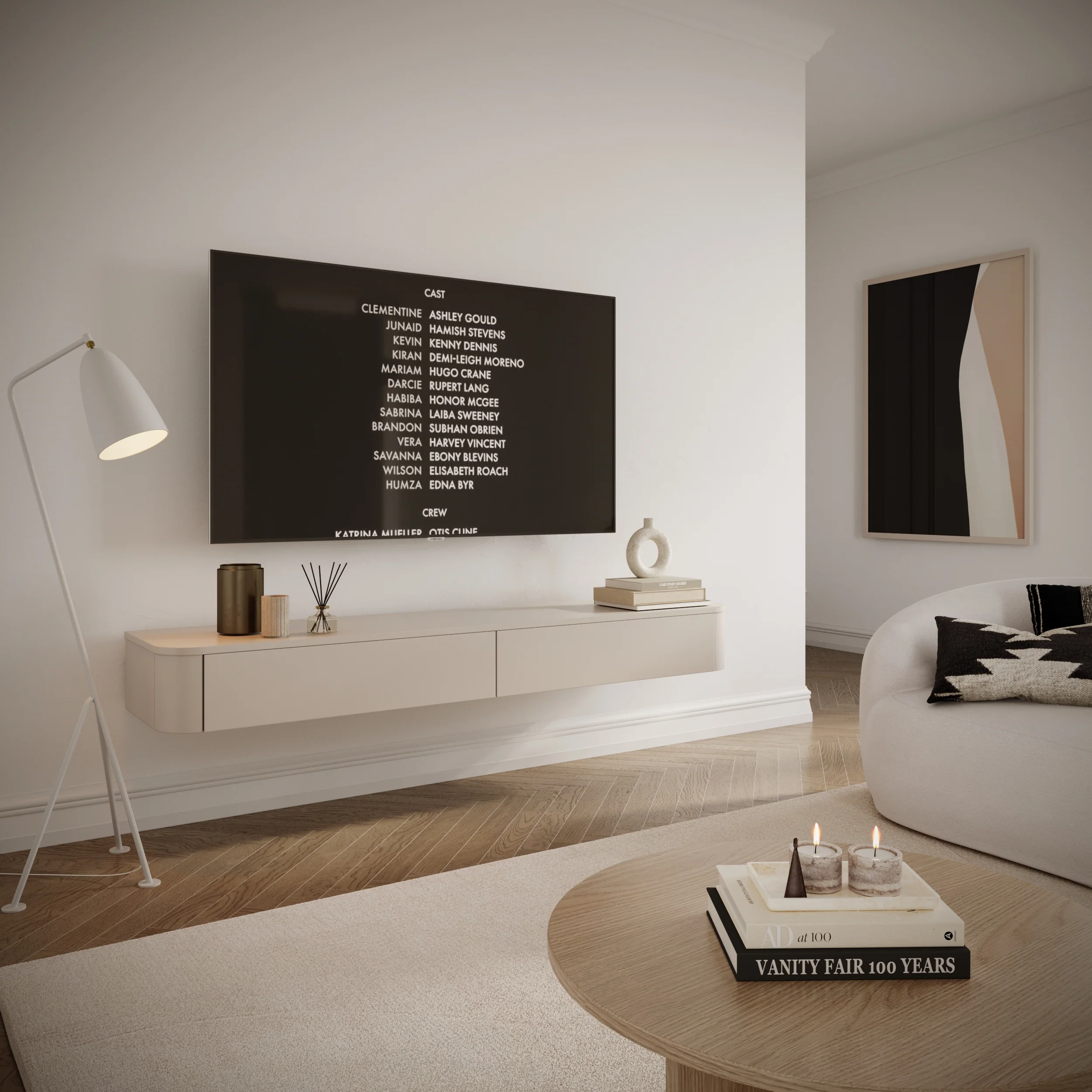 Szafka RTV Luvio Slim wisząca 175 cm kaszmir - Image 4