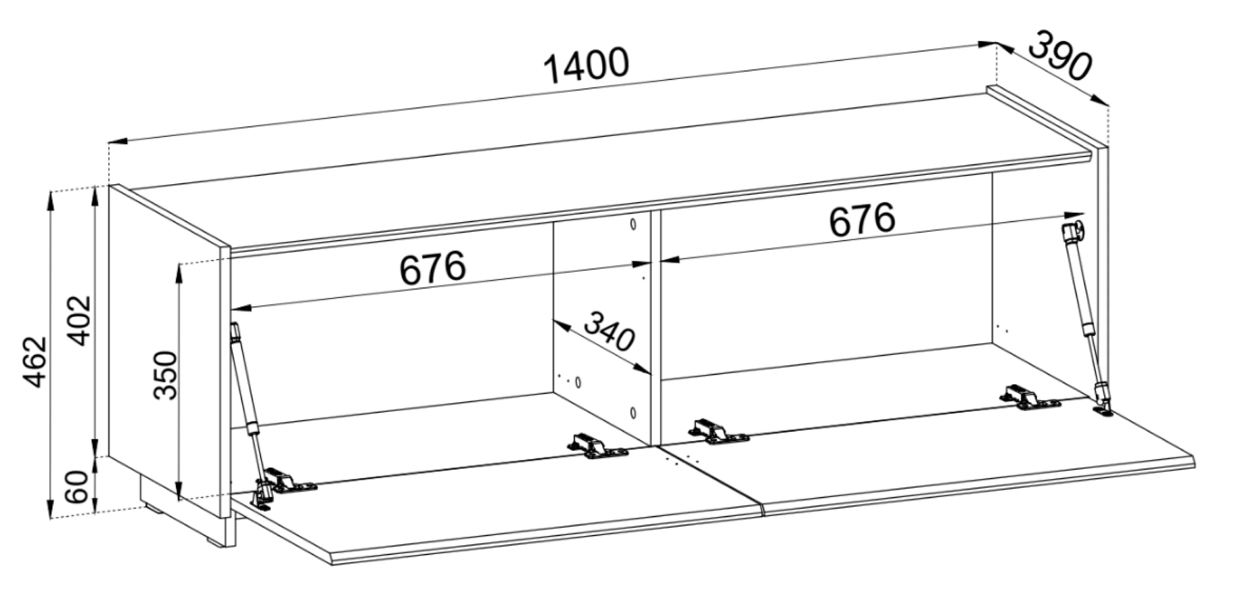 Szafka RTV Magro wisząco-stojąca 140 cm kaszmir - Image 11