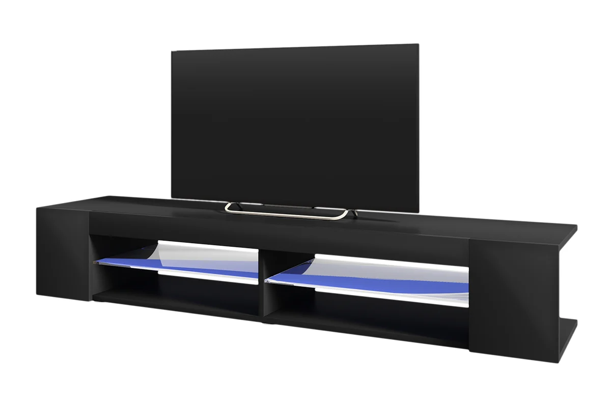Szafka RTV Mitchell 180 cm Czarny mat / Czarny połysk - Image 2