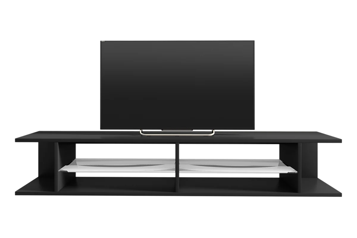 Szafka RTV Mitchell 180 cm Czarny mat / Czarny połysk - Image 8