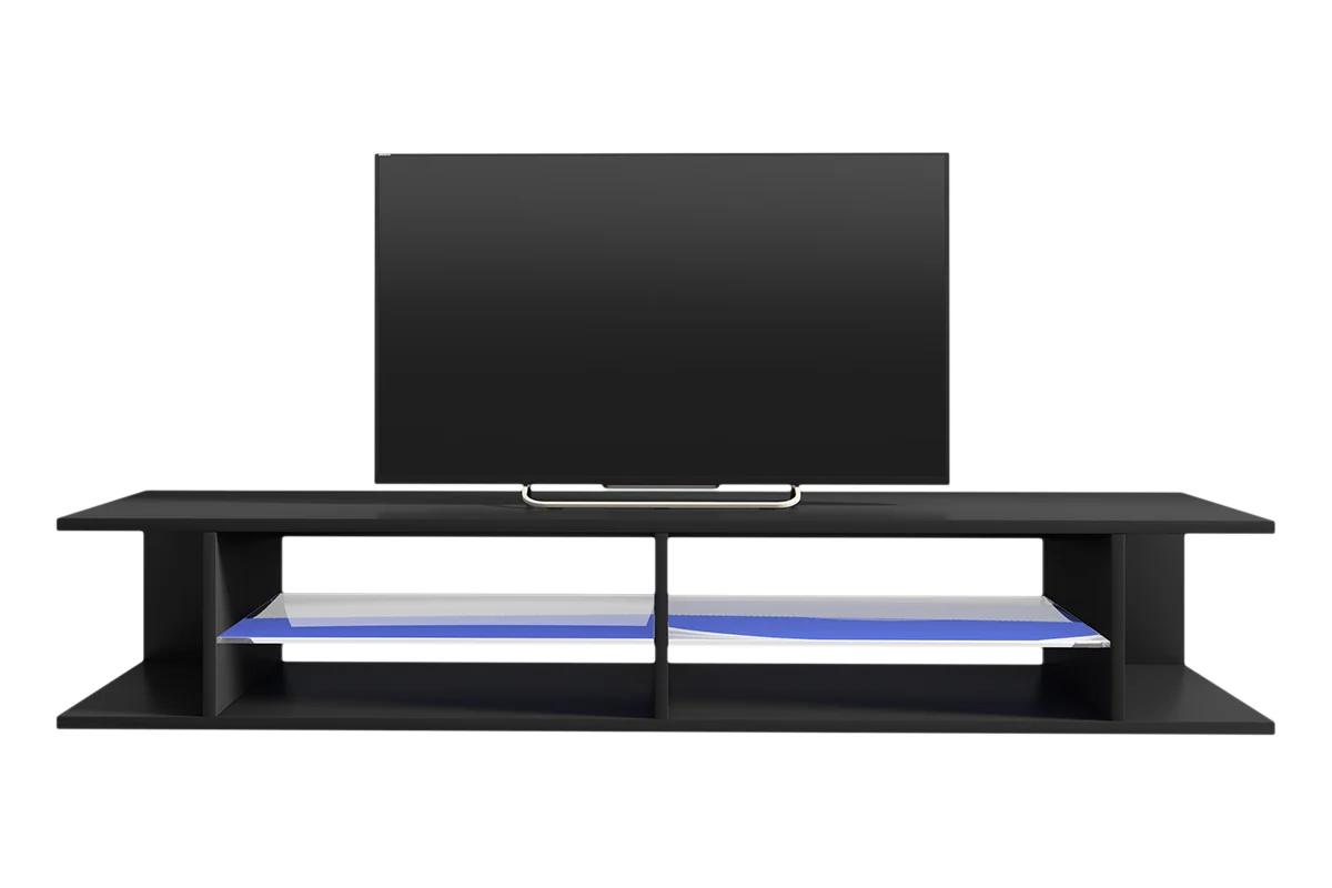 Szafka RTV Mitchell 180 cm Czarny mat / Czarny połysk - Image 9