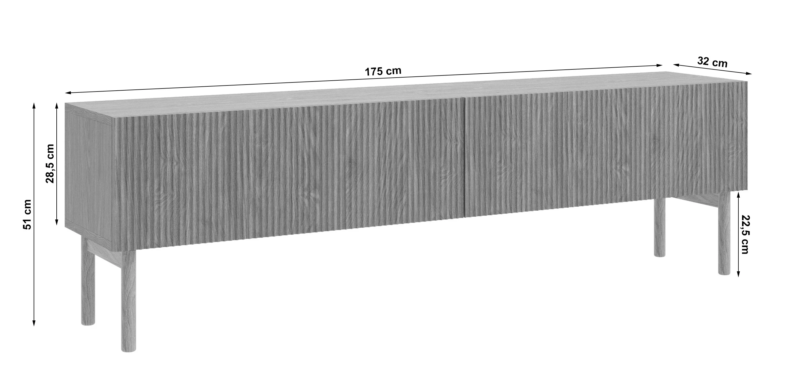 Szafka RTV Nolie 175 cm stojąca Jesion Portland Czarny - Image 6