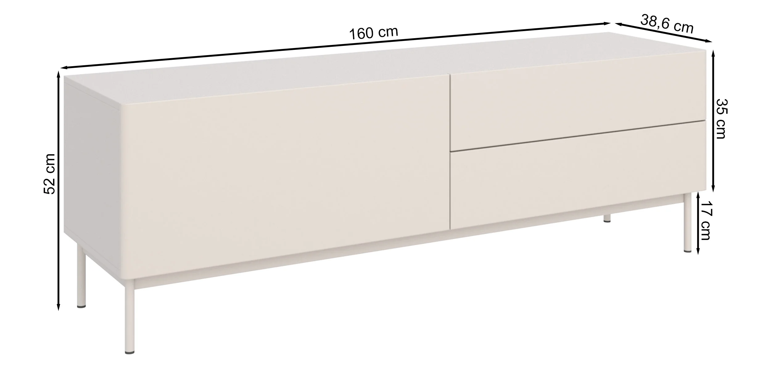 Szafka RTV Olio z klapą i dwiema szufladami 160 cm kaszmir - Image 6