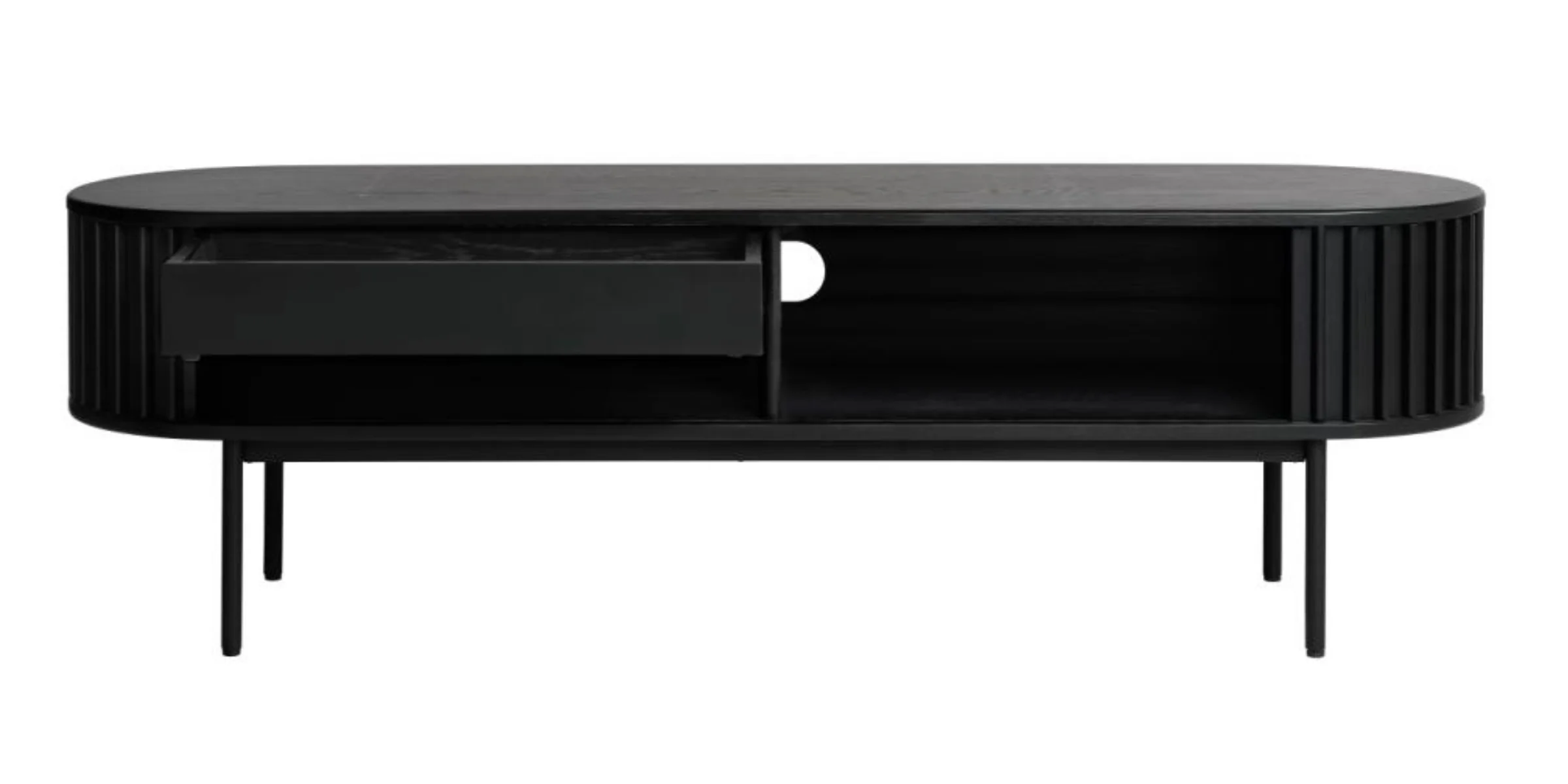 Szafka RTV Ovitties 160 cm czarne lamele - Image 5