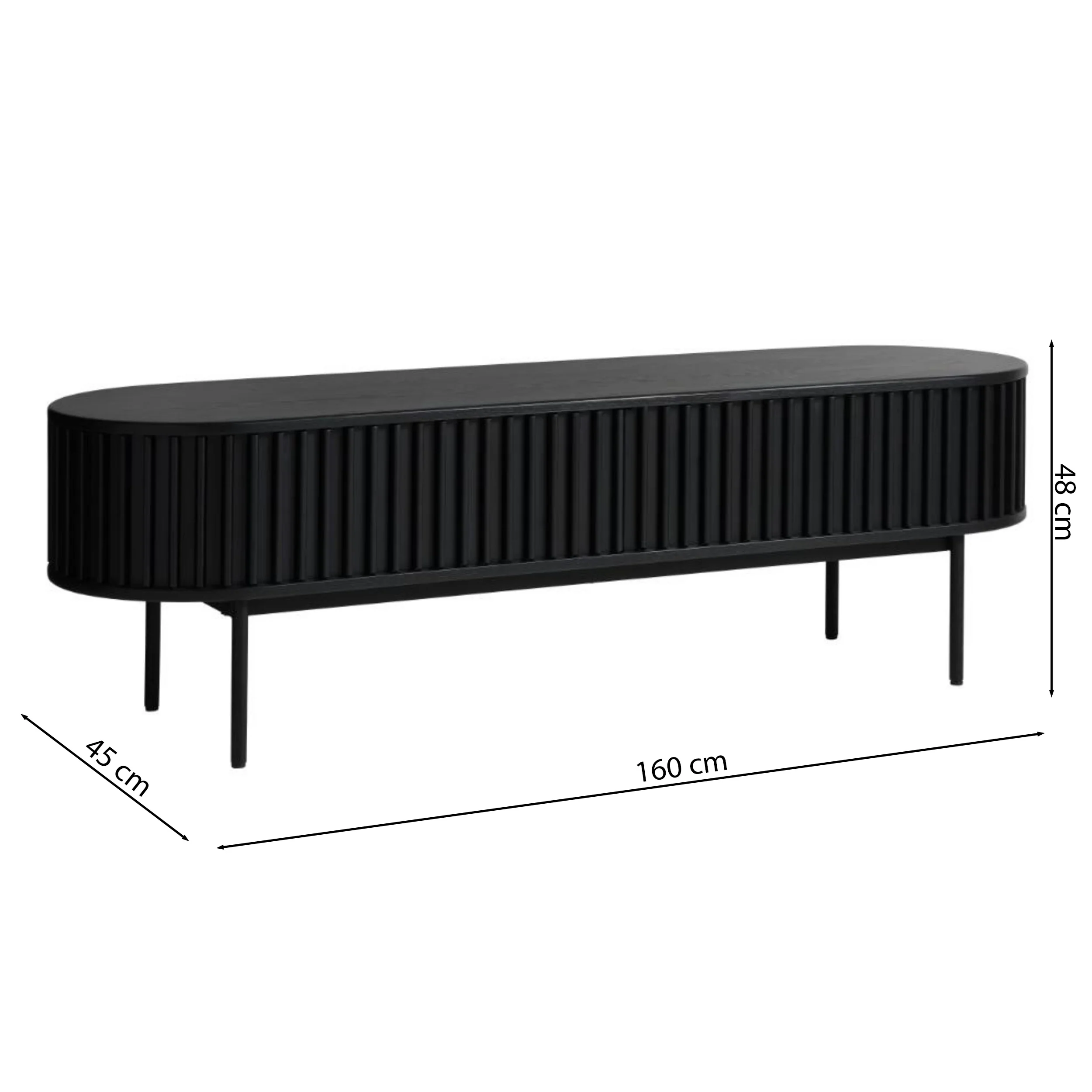 Szafka RTV Ovitties 160 cm czarne lamele - Image 7