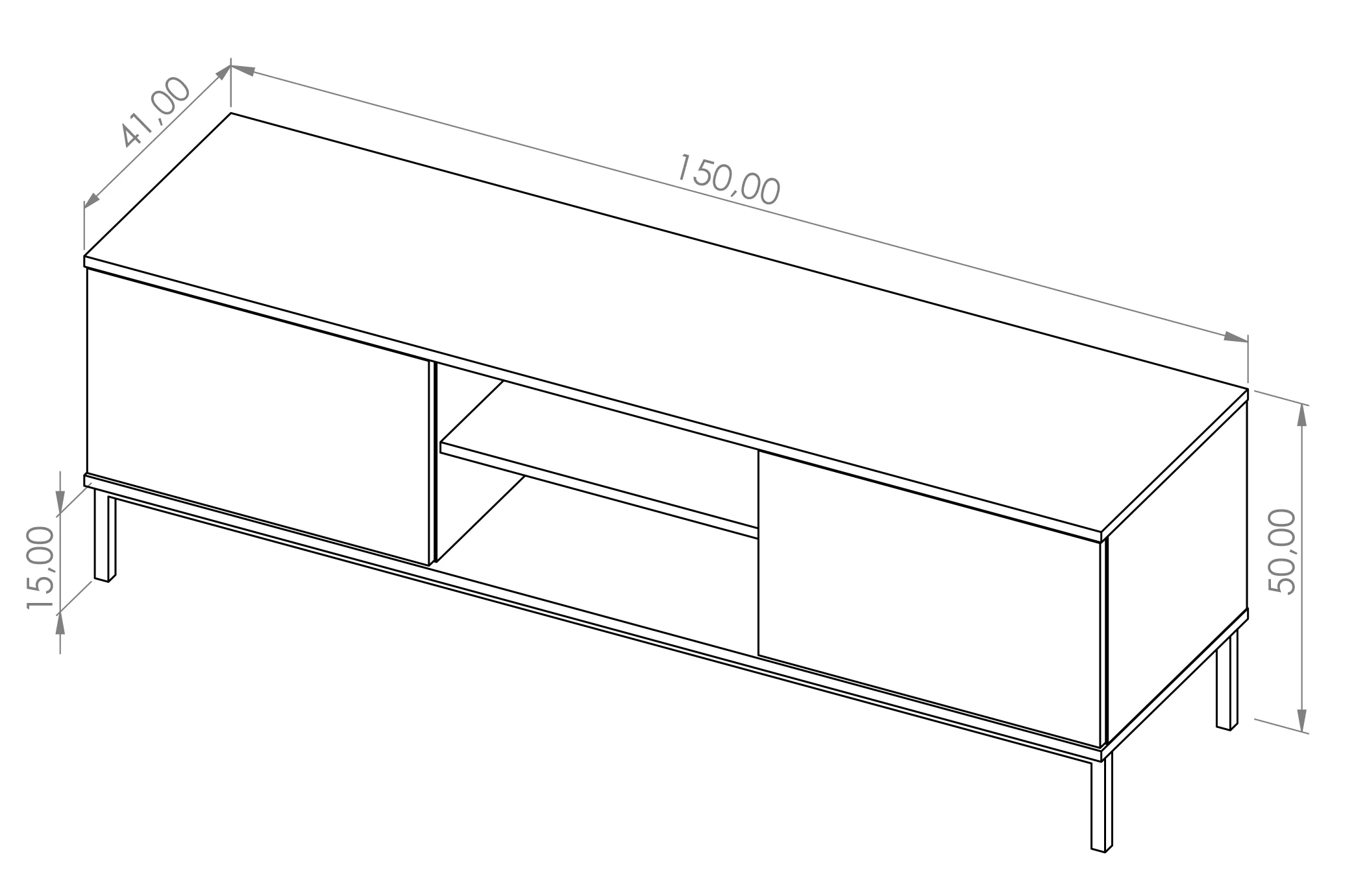 Szafka RTV Perila 150 cm czarna - Image 5