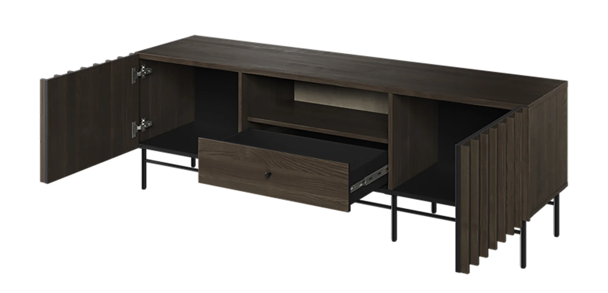 Szafka RTV Piemonte z szufladą 165 cm Jesion portland/czarny - Image 6