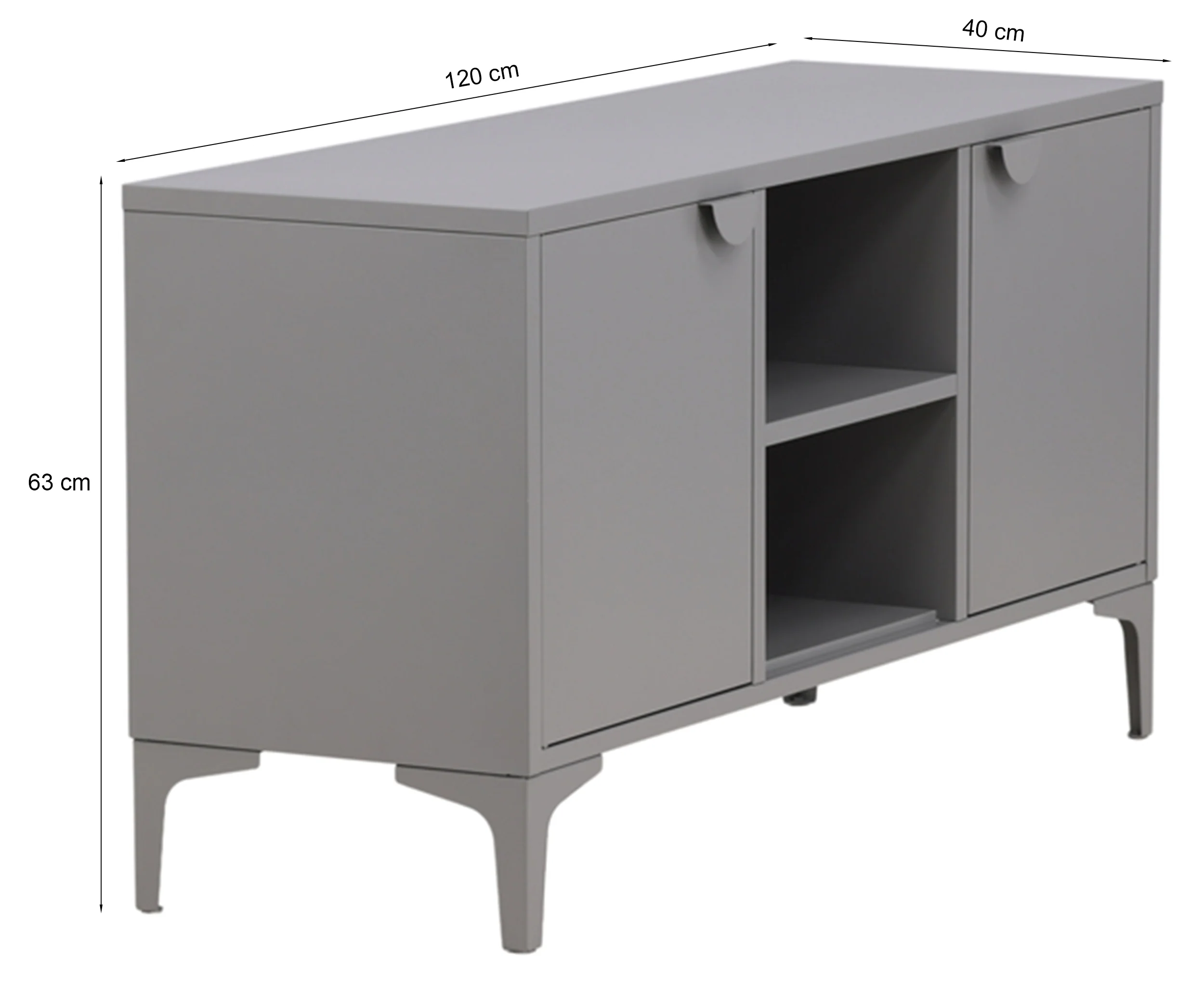 Szafka RTV Piring 120 cm czarna metalowa - Image 7