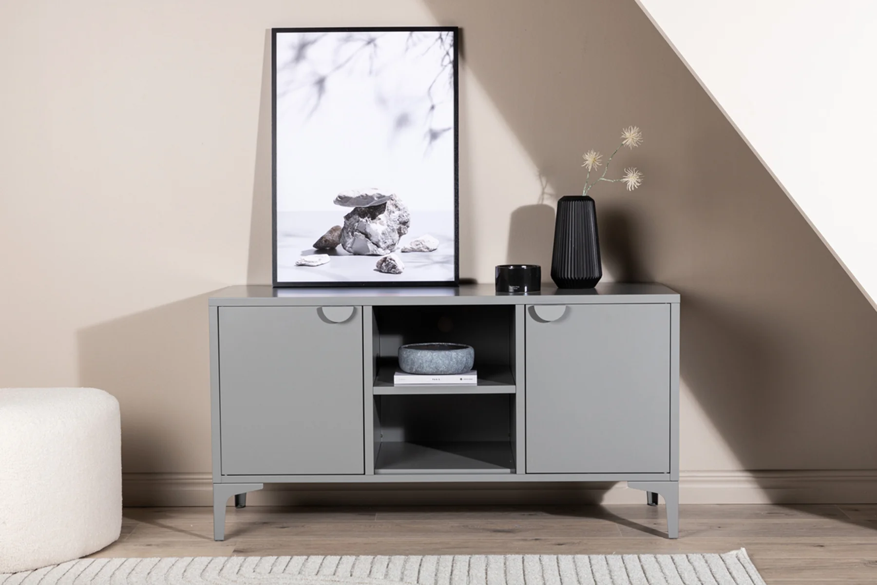 Szafka RTV Piring 120 cm szara metalowa - Image 2