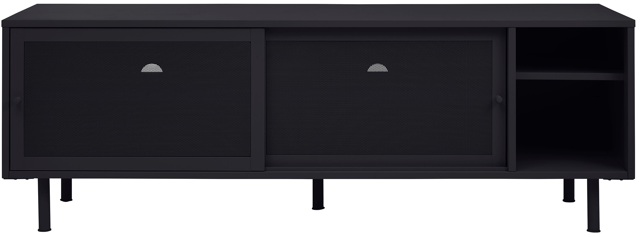 Szafka RTV Sonaves 160 cm metalowa z przesuwnymi drzwiami czarna - Image 2