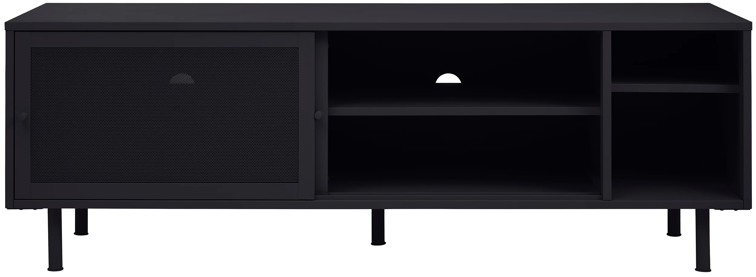 Szafka RTV Sonaves 160 cm metalowa z przesuwnymi drzwiami czarna - Image 4