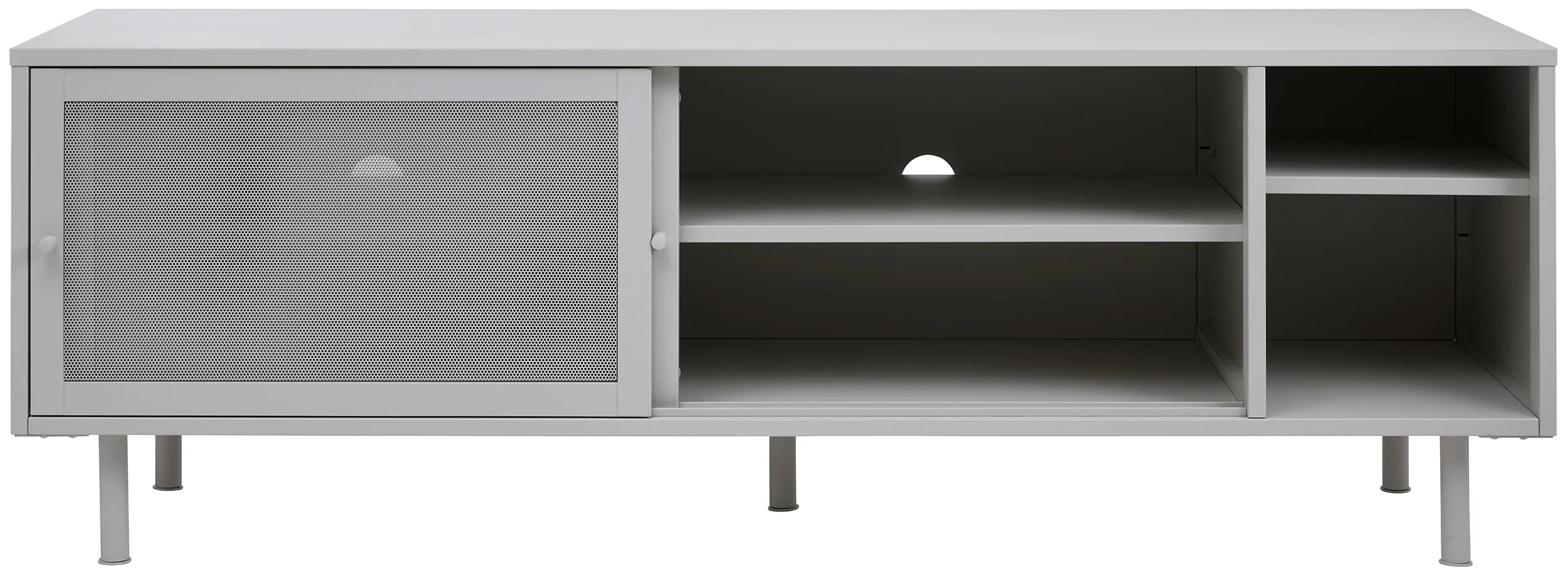 Szafka RTV Sonaves 160 cm metalowa z przesuwnymi drzwiami szara - Image 4