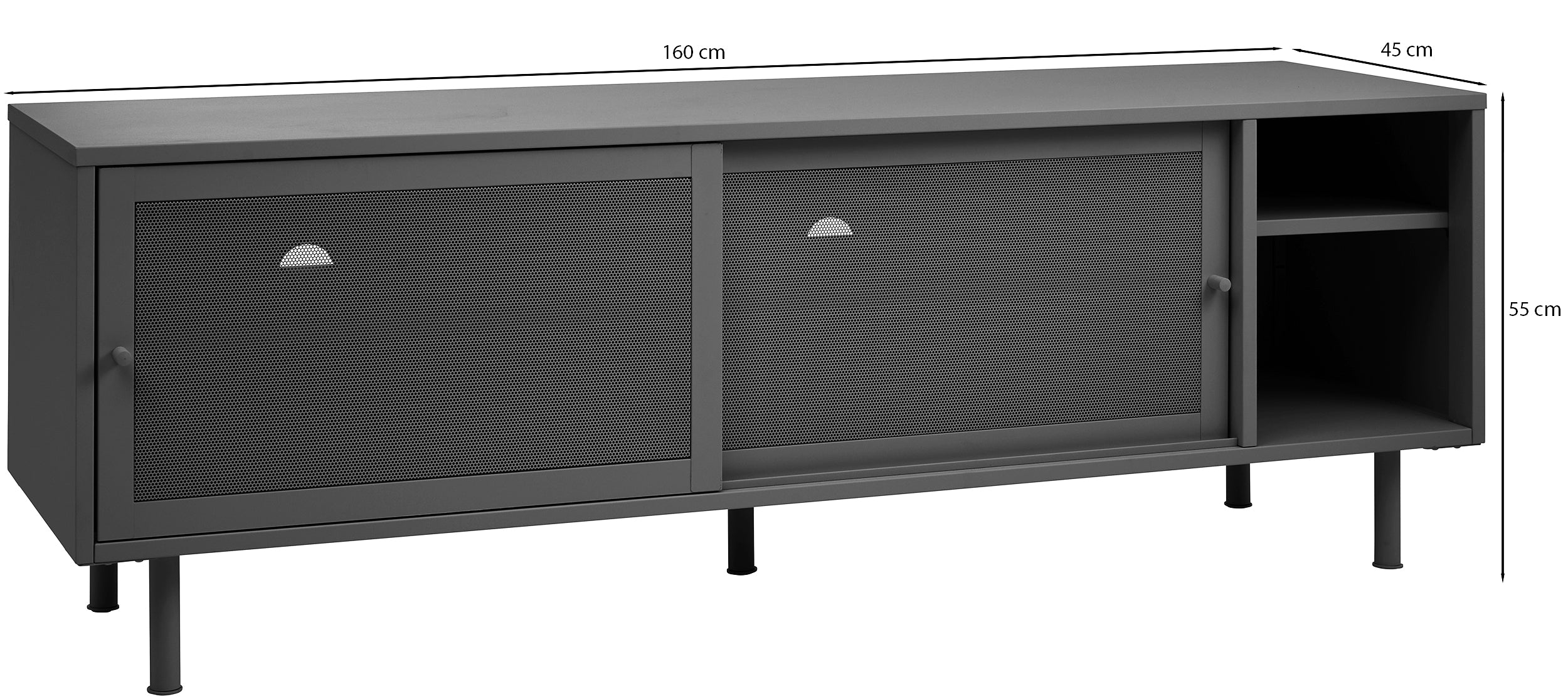 Szafka RTV Sonaves 160 cm metalowa z przesuwnymi drzwiami szara - Image 6