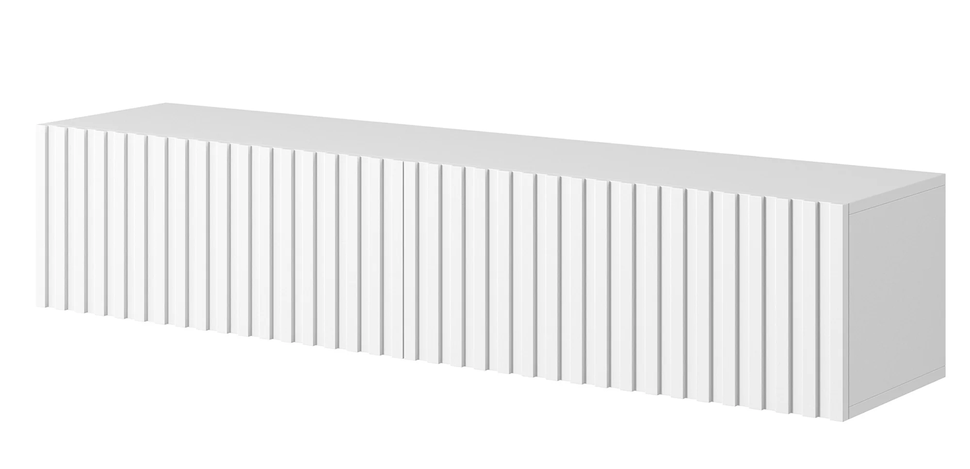 Szafka RTV Telire 138,6 cm Biały z lamelowym frontem - Image 5