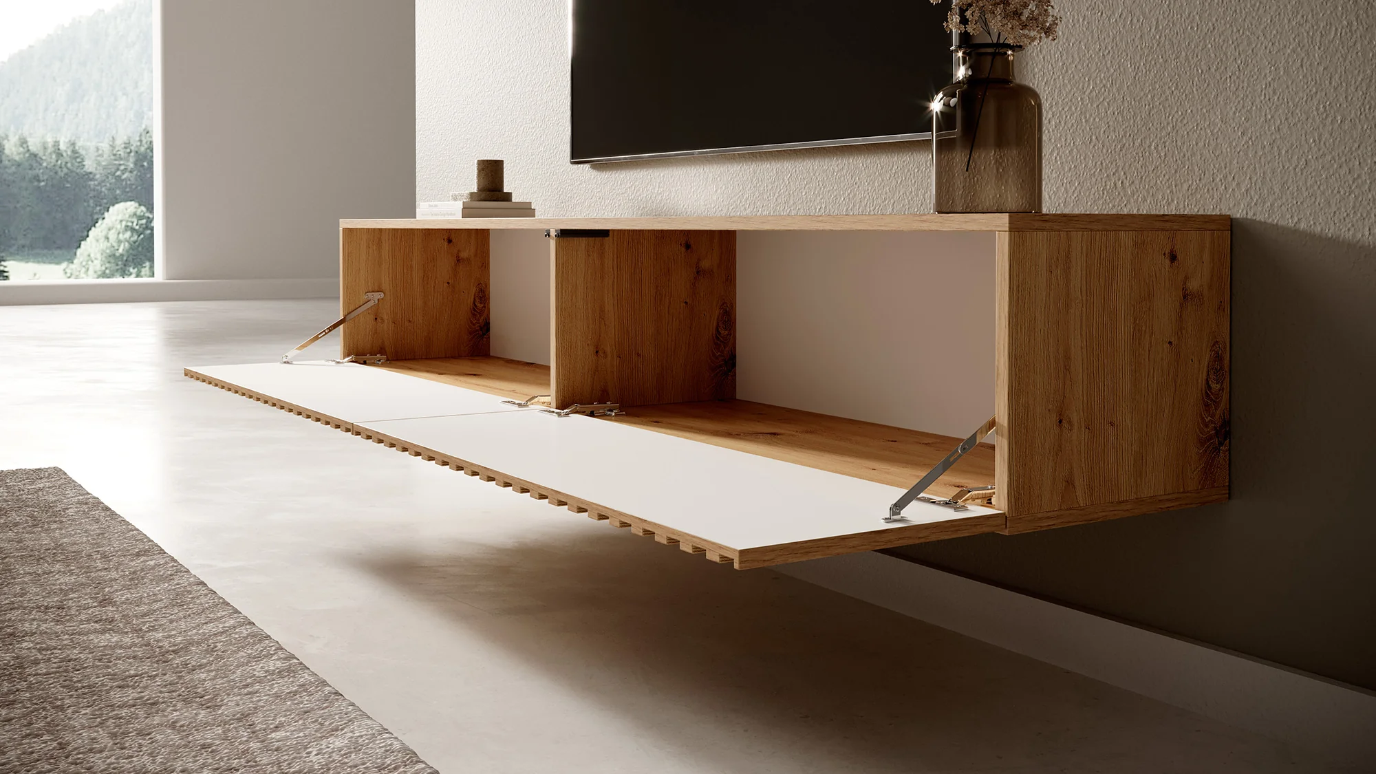 Szafka RTV Telire 175 cm dąb artisan lamele - Image 7