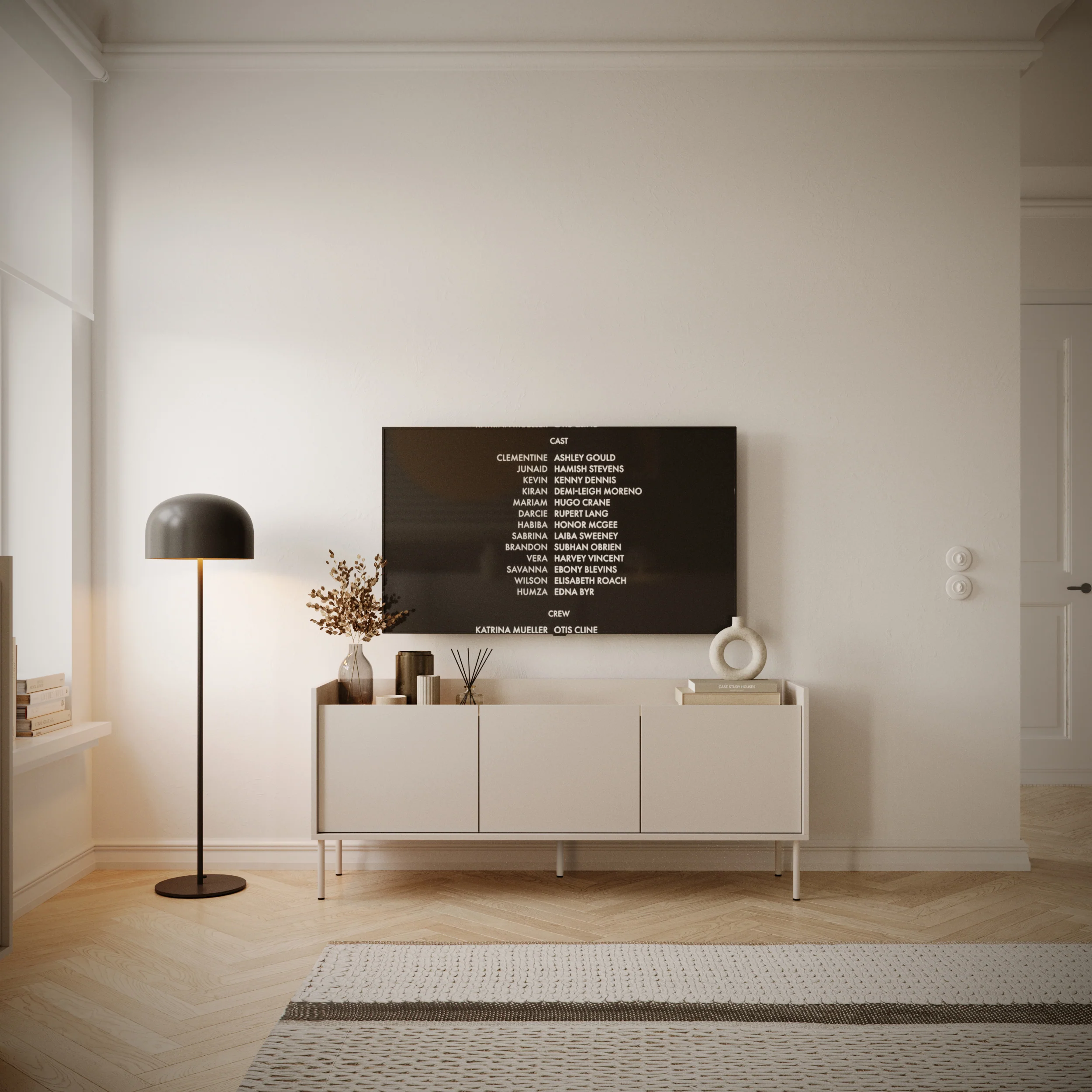 Szafka RTV Tovi trzydrzwiowa 140 cm kaszmir/dąb lindberg - Image 6
