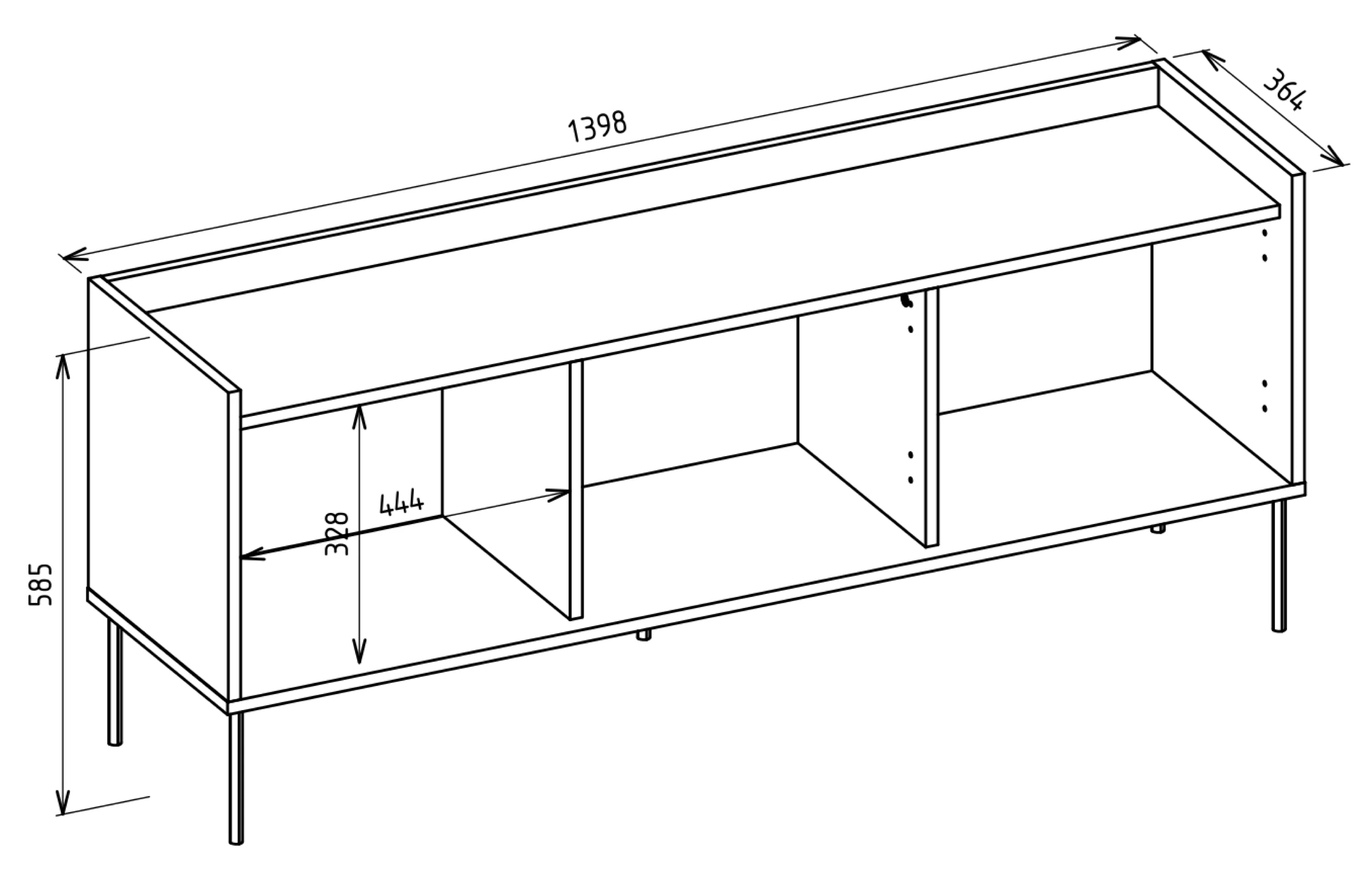 Szafka RTV Tovi trzydrzwiowa 140 cm kaszmir/dąb lindberg - Image 8